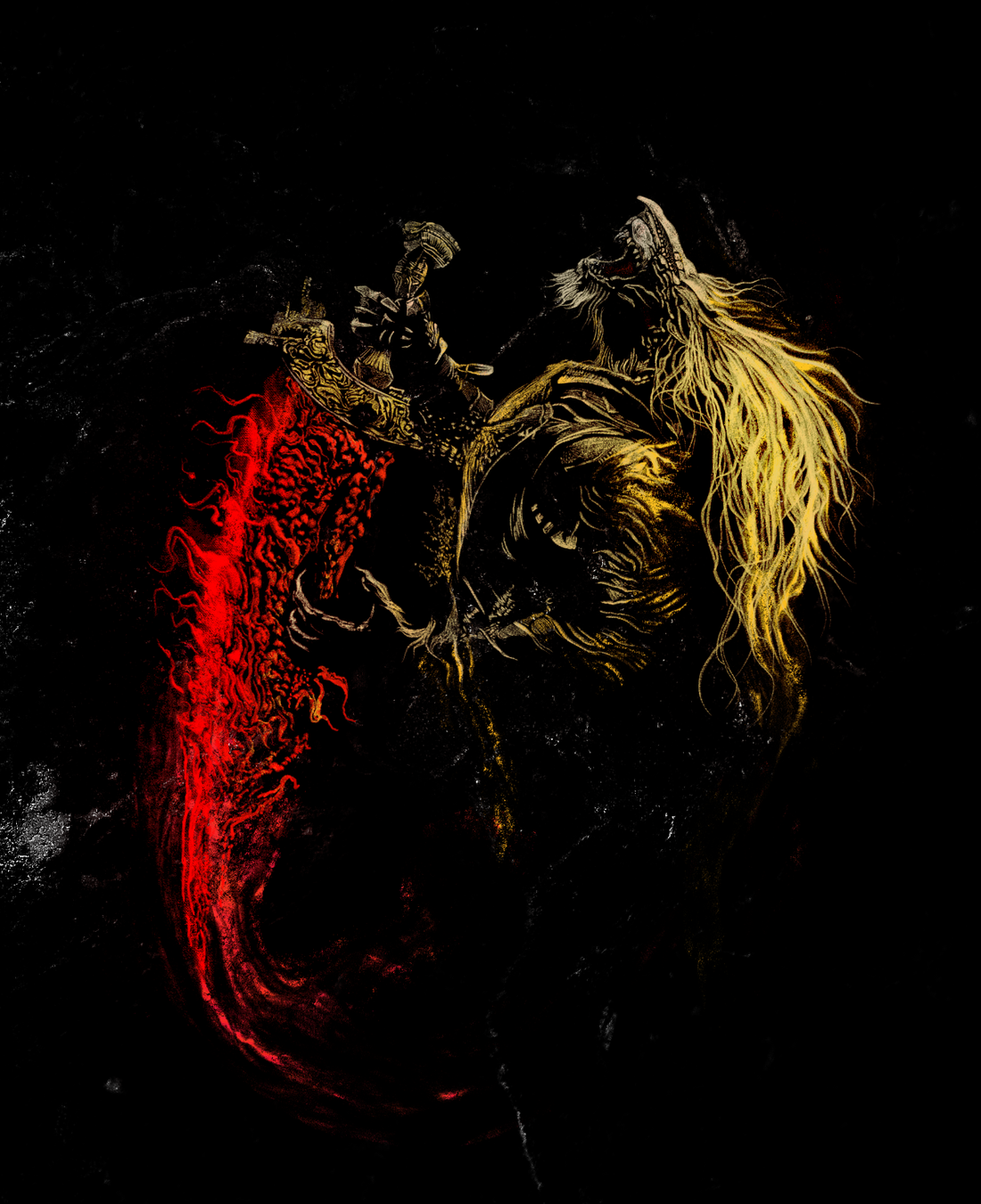 Maliketh Fan Art – Dark Gothic Process, Charcoal Texture & Elden Ring Inspiration