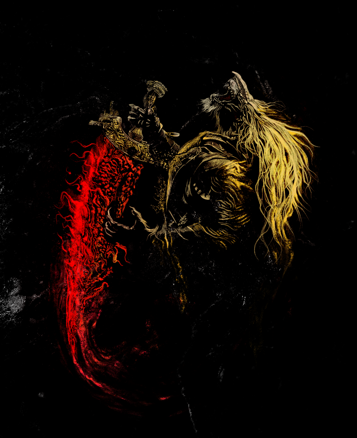 Maliketh Fan Art – Dark Gothic Process, Charcoal Texture & Elden Ring Inspiration