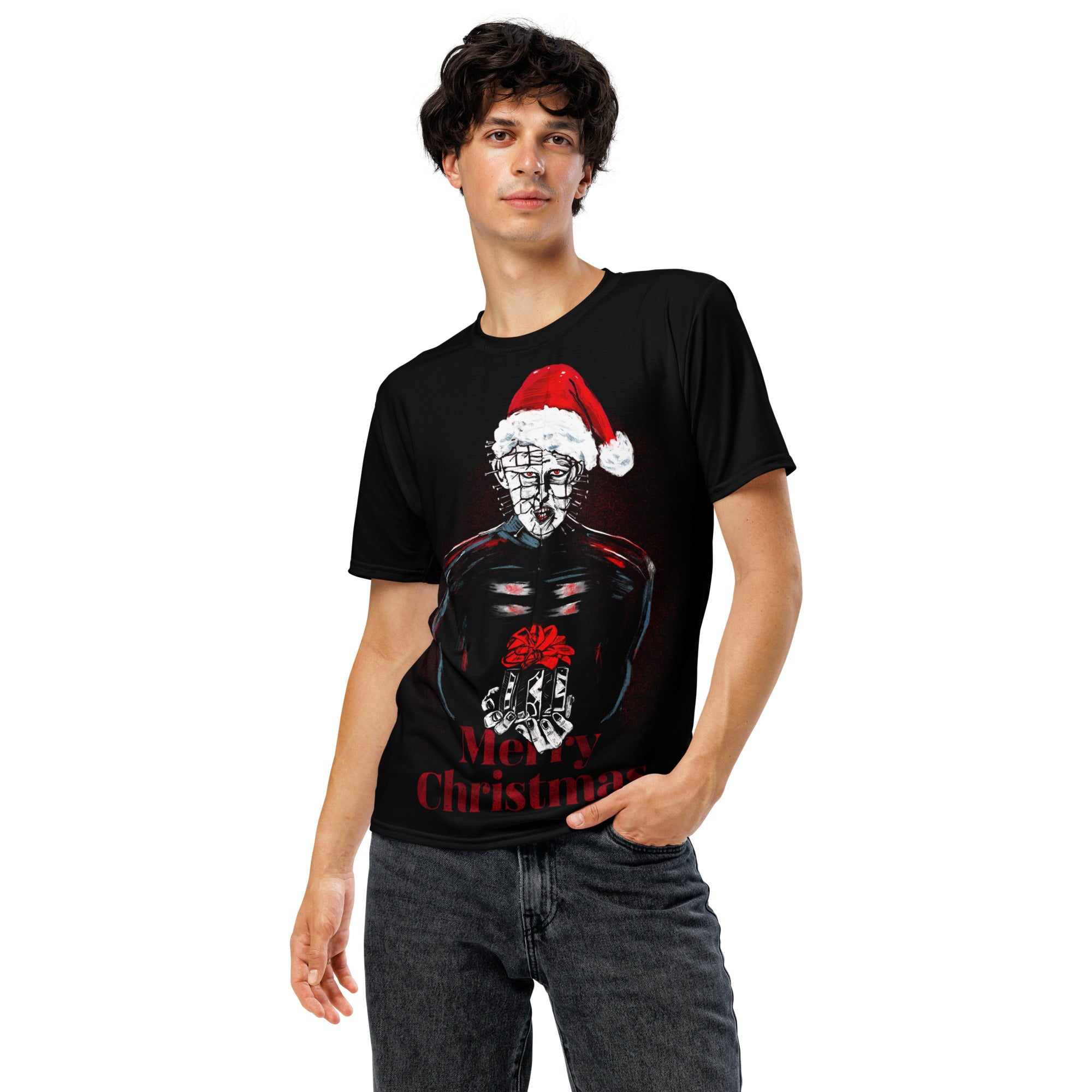 Pinhead Dark Christmas Delight: Lament Configuration Holiday Horror Art , Men's t-shirt - Apparel & Acessories