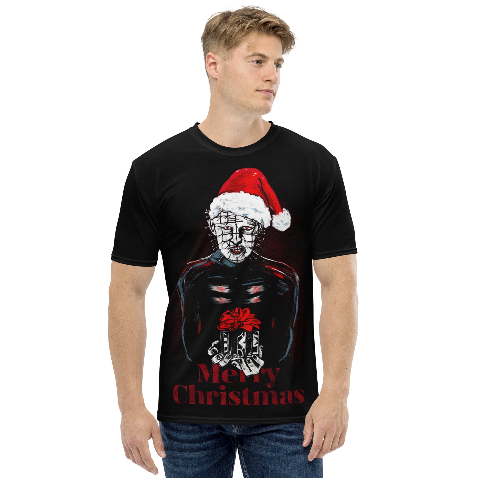 Pinhead Dark Christmas Delight: Lament Configuration Holiday Horror Art , Men's t-shirt 2X - Apparel & Acessories