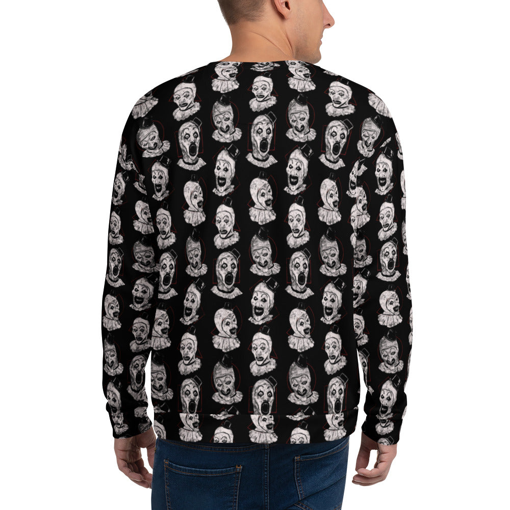 Art the Clown Expressions Pattern, Unisex Sweatshirt - Apparel & Acessories