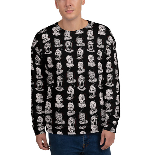 Art the Clown Expressions Pattern, Unisex Sweatshirt 6XL - Apparel & Acessories