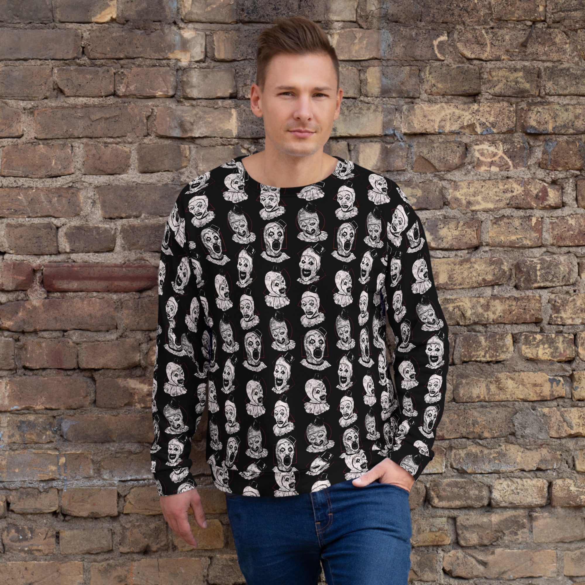 Art the Clown Expressions Pattern, Unisex Sweatshirt - Apparel & Acessories
