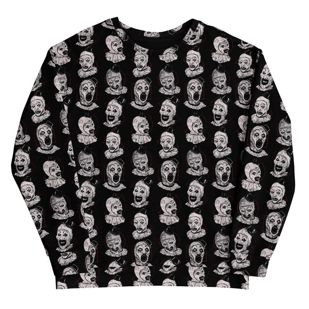 Art the Clown Expressions Pattern, Unisex Sweatshirt - Apparel & Acessories
