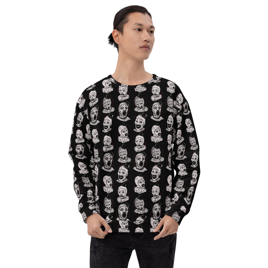 Art the Clown Expressions Pattern, Unisex Sweatshirt - Apparel & Acessories