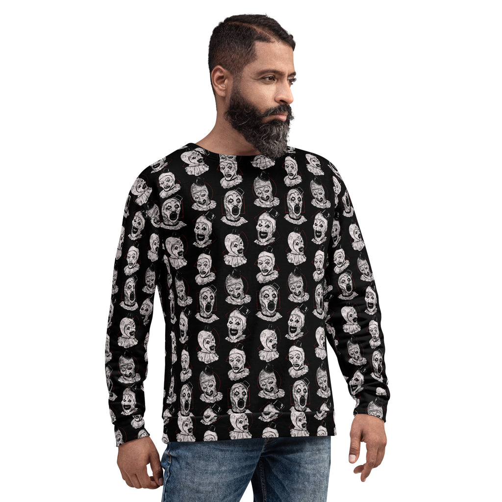 Art the Clown Expressions Pattern, Unisex Sweatshirt - Apparel & Acessories