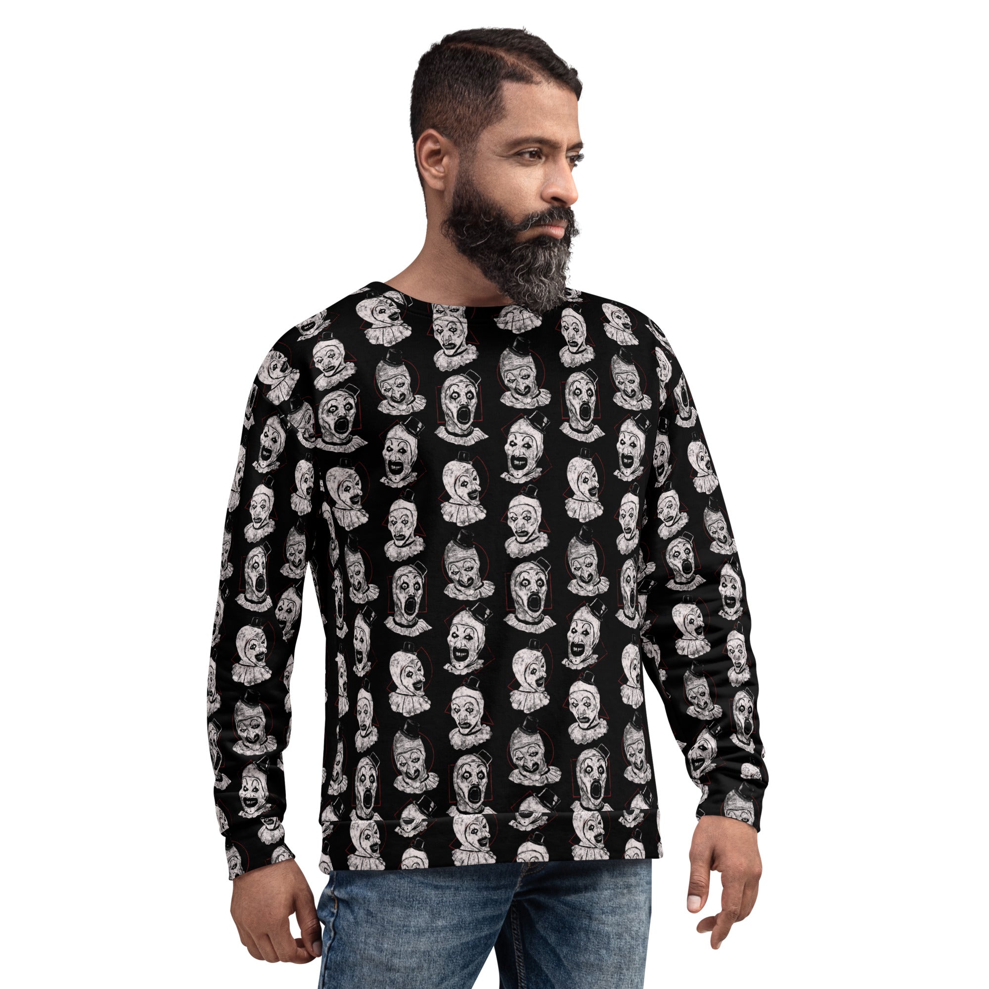 Art the Clown Expressions Pattern, Unisex Sweatshirt - Apparel & Acessories