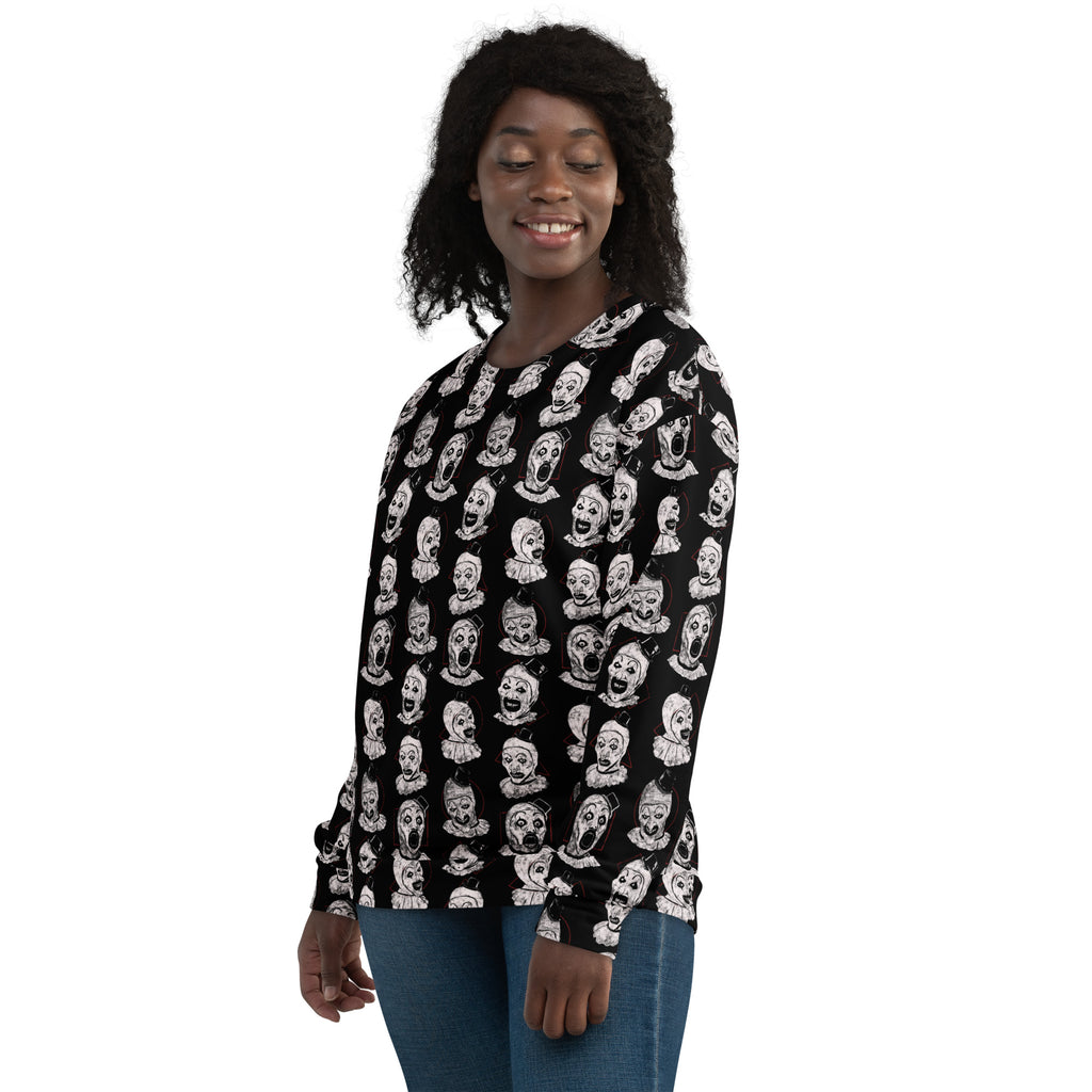 Art the Clown Expressions Pattern, Unisex Sweatshirt - Apparel & Acessories