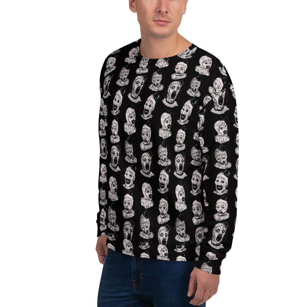 Art the Clown Expressions Pattern, Unisex Sweatshirt - Apparel & Acessories
