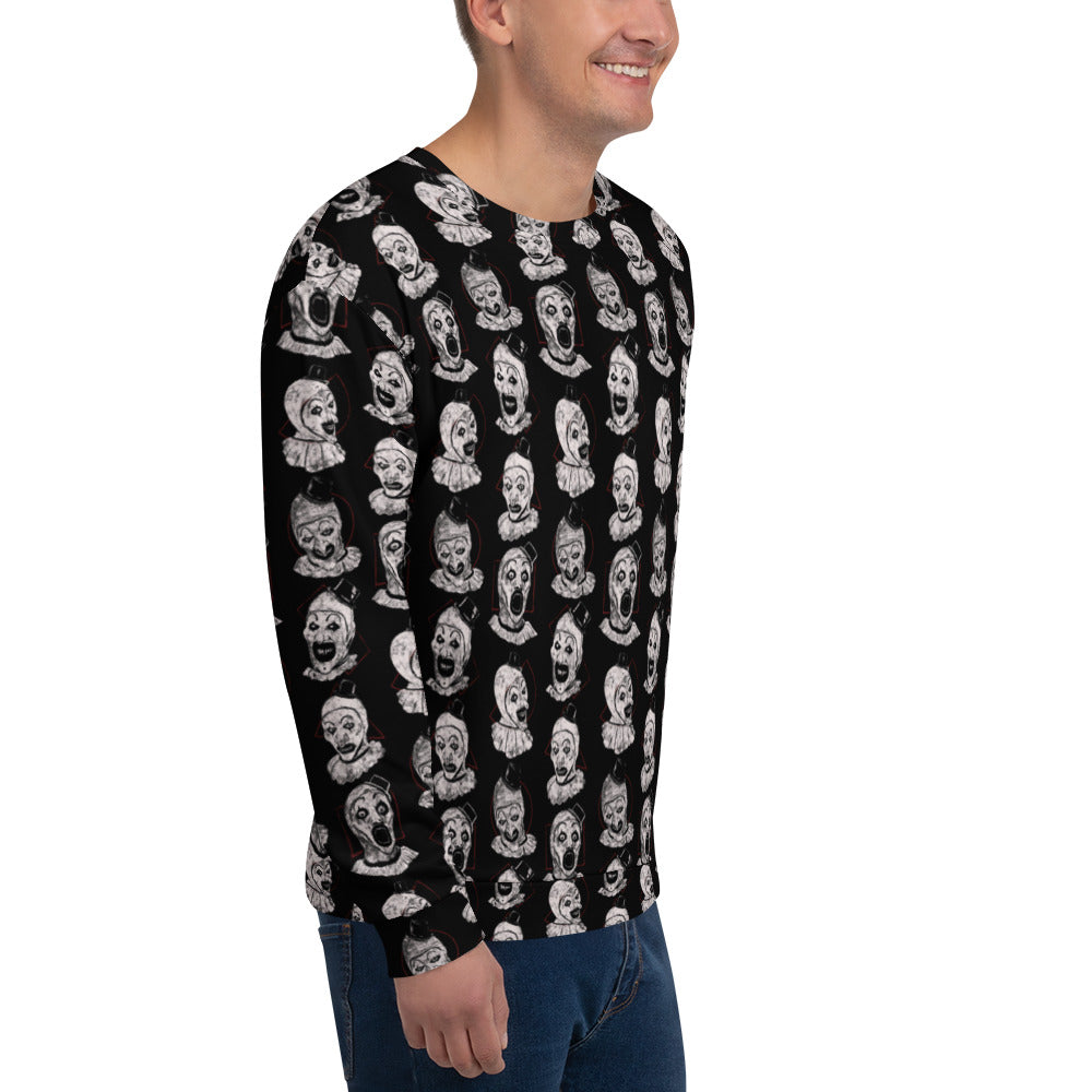 Art the Clown Expressions Pattern, Unisex Sweatshirt - Apparel & Acessories
