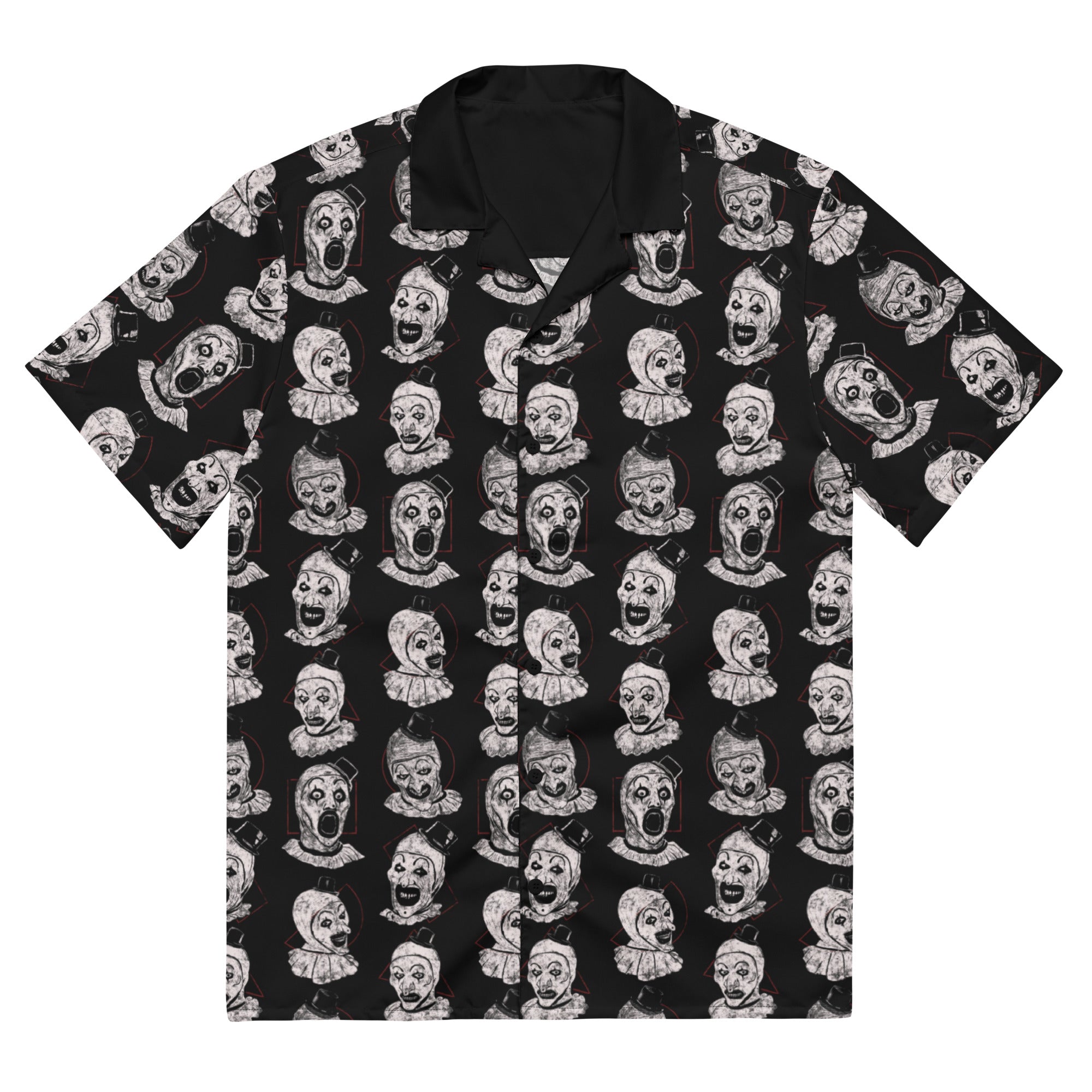 Art the Clown Expressions Pattern Button-Up Shirt - Terrifier Inspired Horror Hawaiian Shirt, Unisex button shirt 6XL - Apparel & Acessories