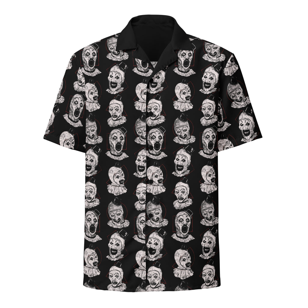 Art the Clown Expressions Pattern Button-Up Shirt - Terrifier Inspired Horror Hawaiian Shirt, Unisex button shirt - Apparel & Acessories