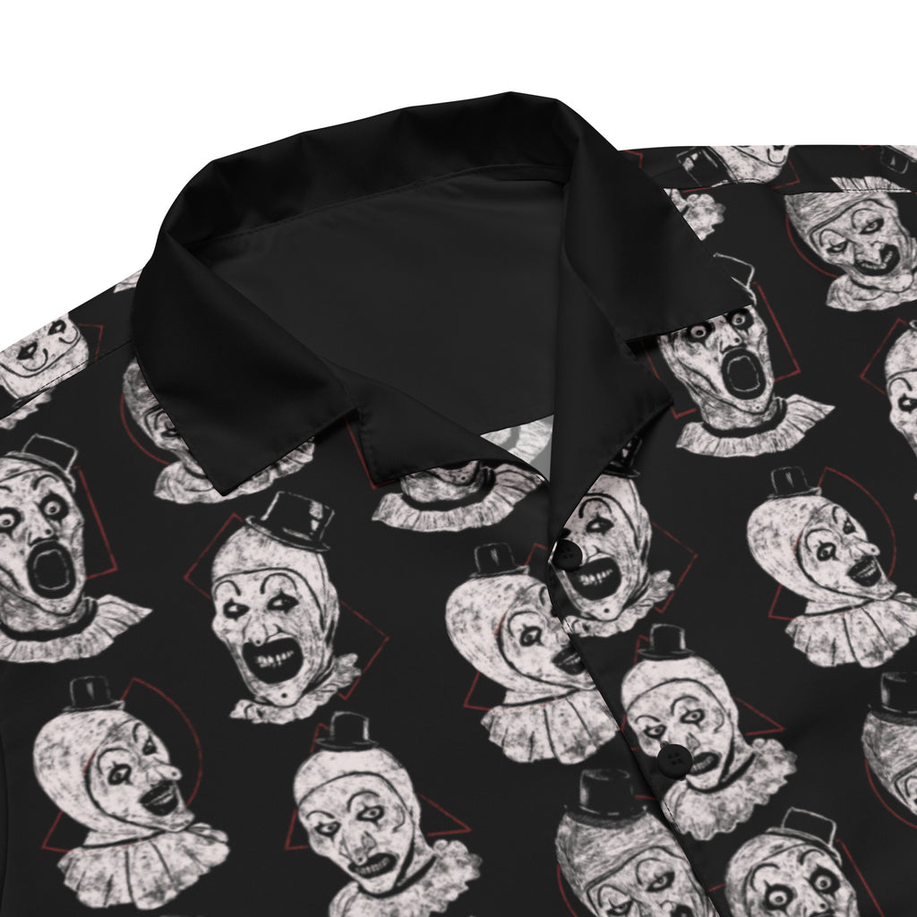 Art the Clown Expressions Pattern Button-Up Shirt - Terrifier Inspired Horror Hawaiian Shirt, Unisex button shirt - Apparel & Acessories