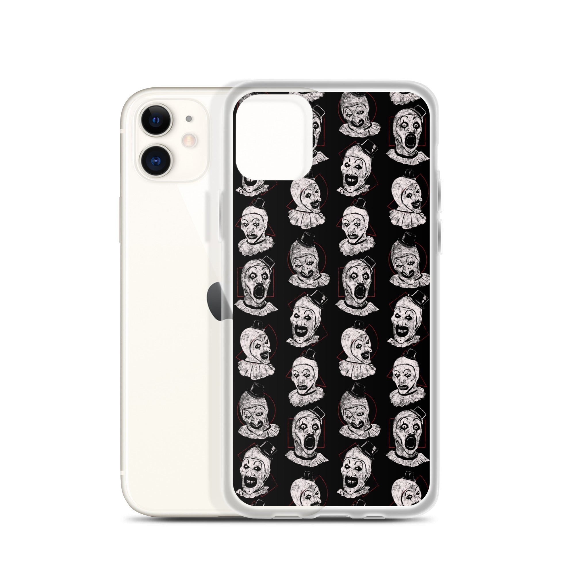 Terrifier Faces Pattern Phone Case - Art the Clown Multi-Expression Slasher Cover, Clear Case for iPhone® - Phone Acessories