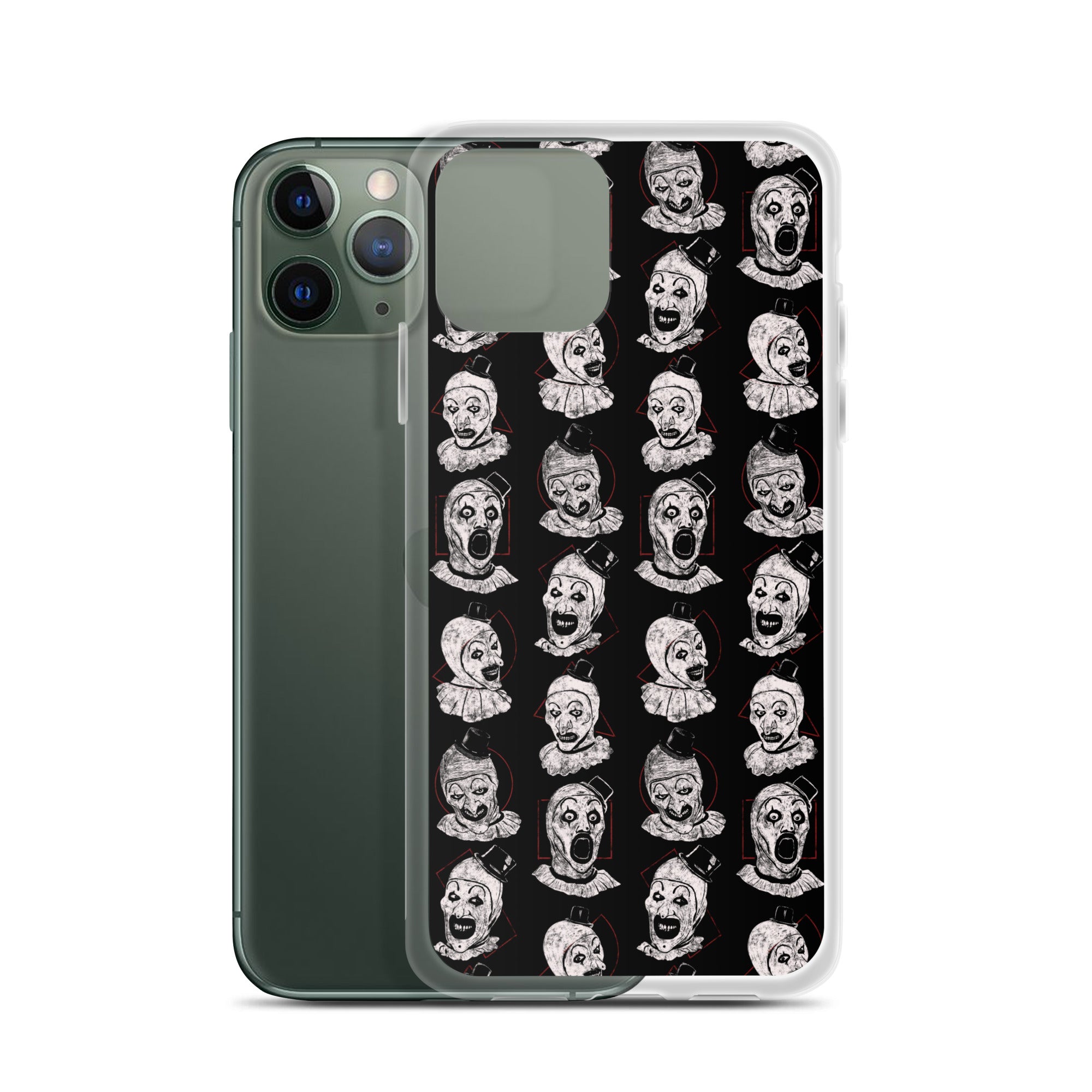 Terrifier Faces Pattern Phone Case - Art the Clown Multi-Expression Slasher Cover, Clear Case for iPhone® - Phone Acessories