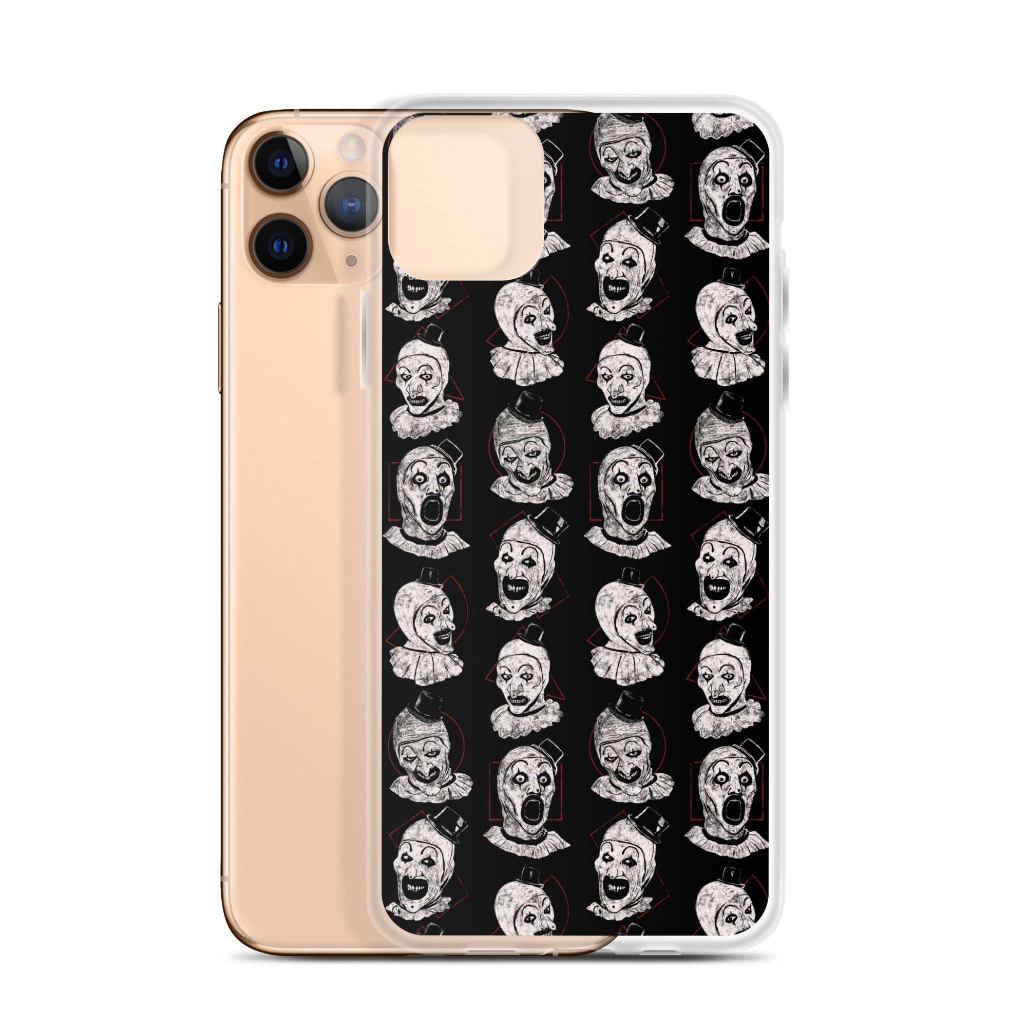 Terrifier Faces Pattern Phone Case - Art the Clown Multi-Expression Slasher Cover, Clear Case for iPhone® - Phone Acessories