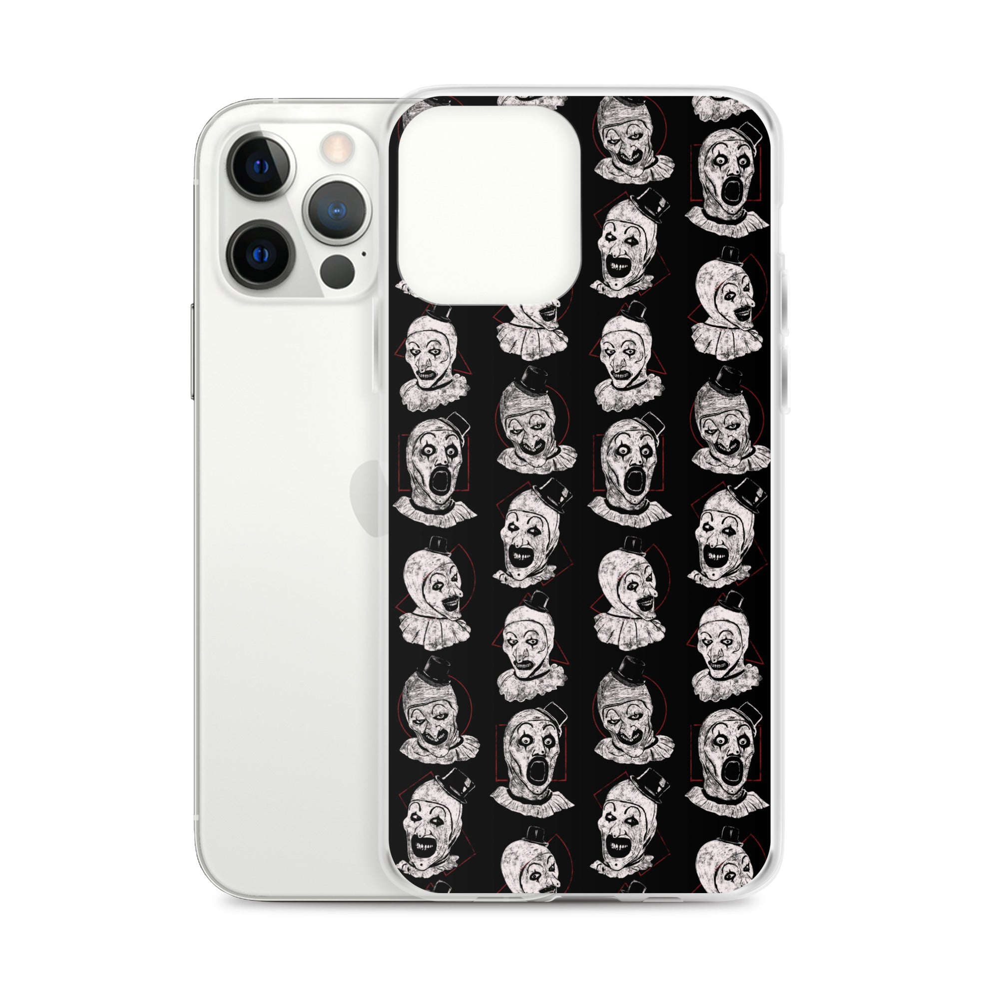 Terrifier Faces Pattern Phone Case - Art the Clown Multi-Expression Slasher Cover, Clear Case for iPhone® - Phone Acessories