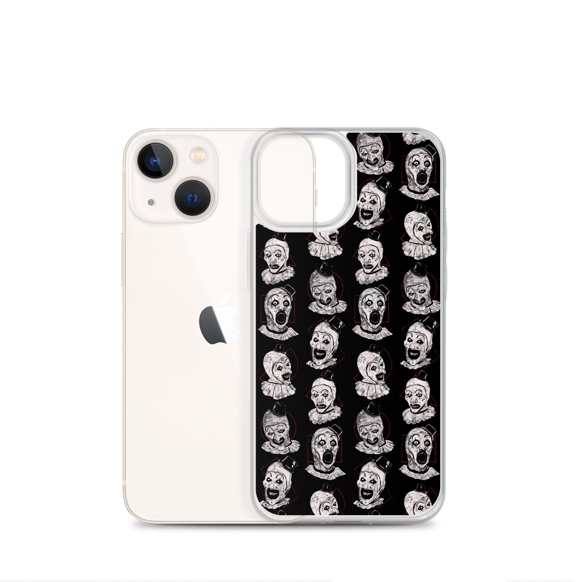 Terrifier Faces Pattern Phone Case - Art the Clown Multi-Expression Slasher Cover, Clear Case for iPhone® - Phone Acessories