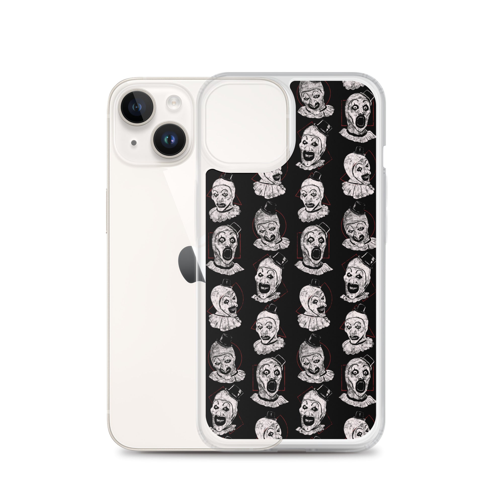 Terrifier Faces Pattern Phone Case - Art the Clown Multi-Expression Slasher Cover, Clear Case for iPhone® - Phone Acessories