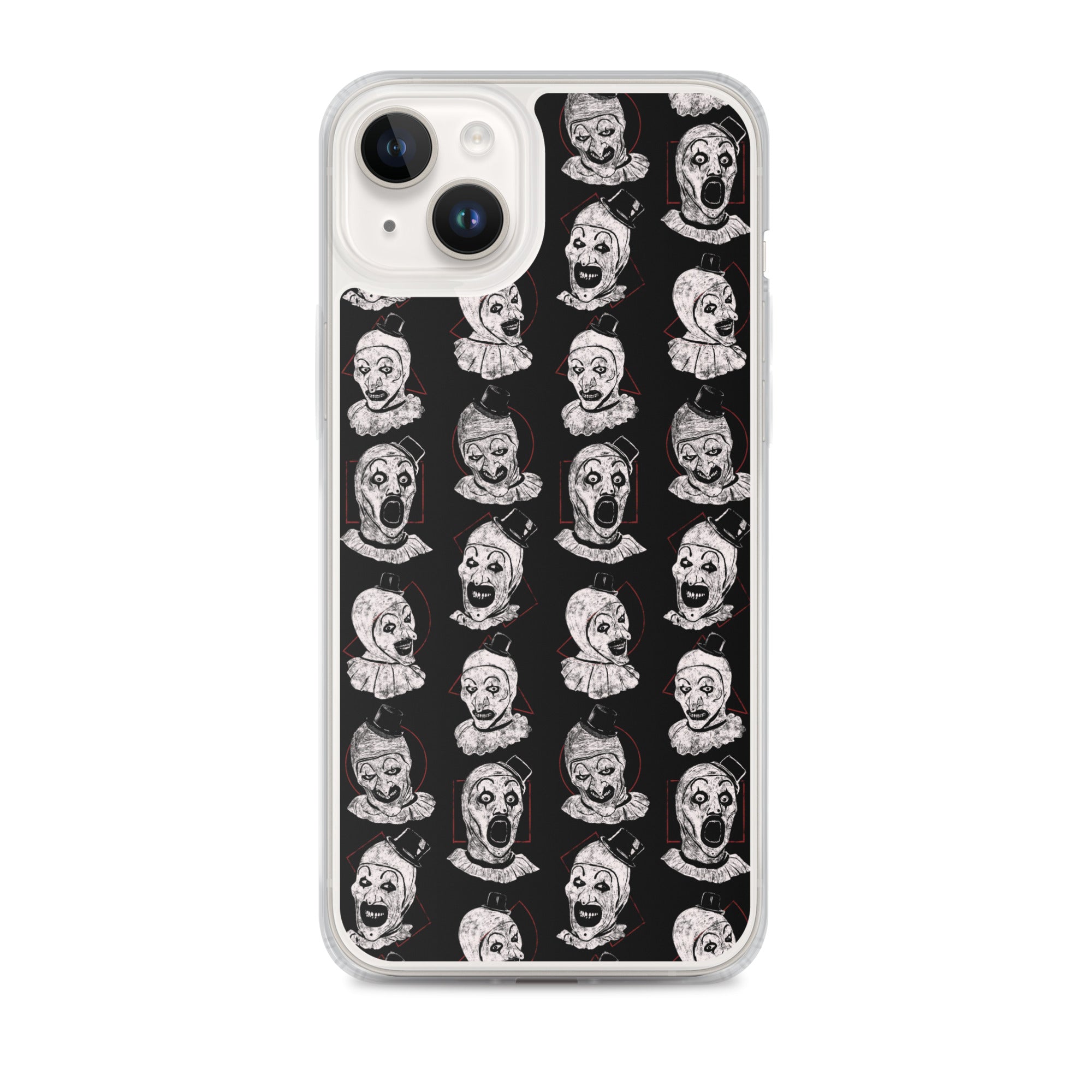 Terrifier Faces Pattern Phone Case - Art the Clown Multi-Expression Slasher Cover, Clear Case for iPhone® iPhone 14 Plus - Phone Acessories