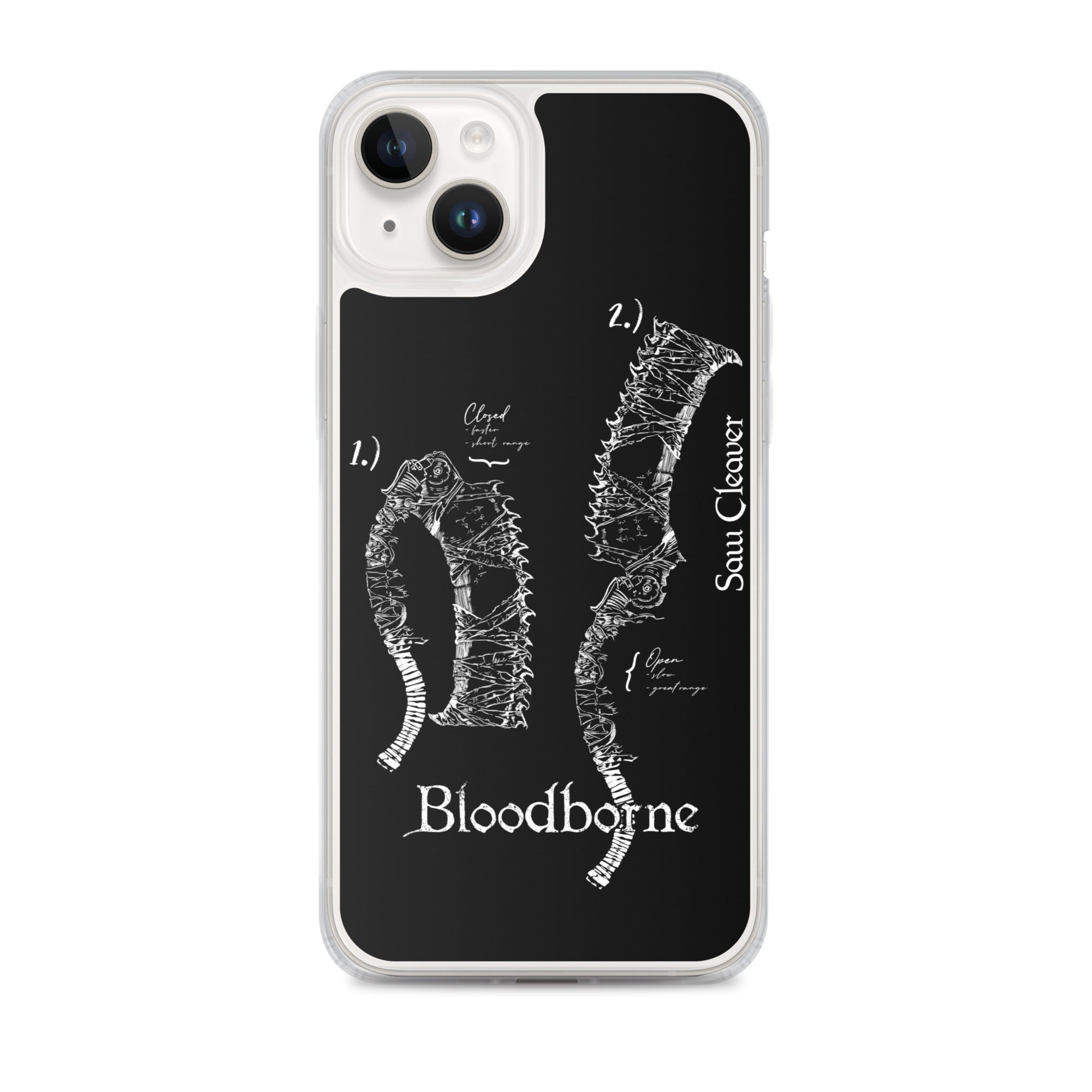 Bloodborne Saw Cleaver Schematic Art Print , Clear Case for iPhone® iPhone 14 Plus - Phone Acessories