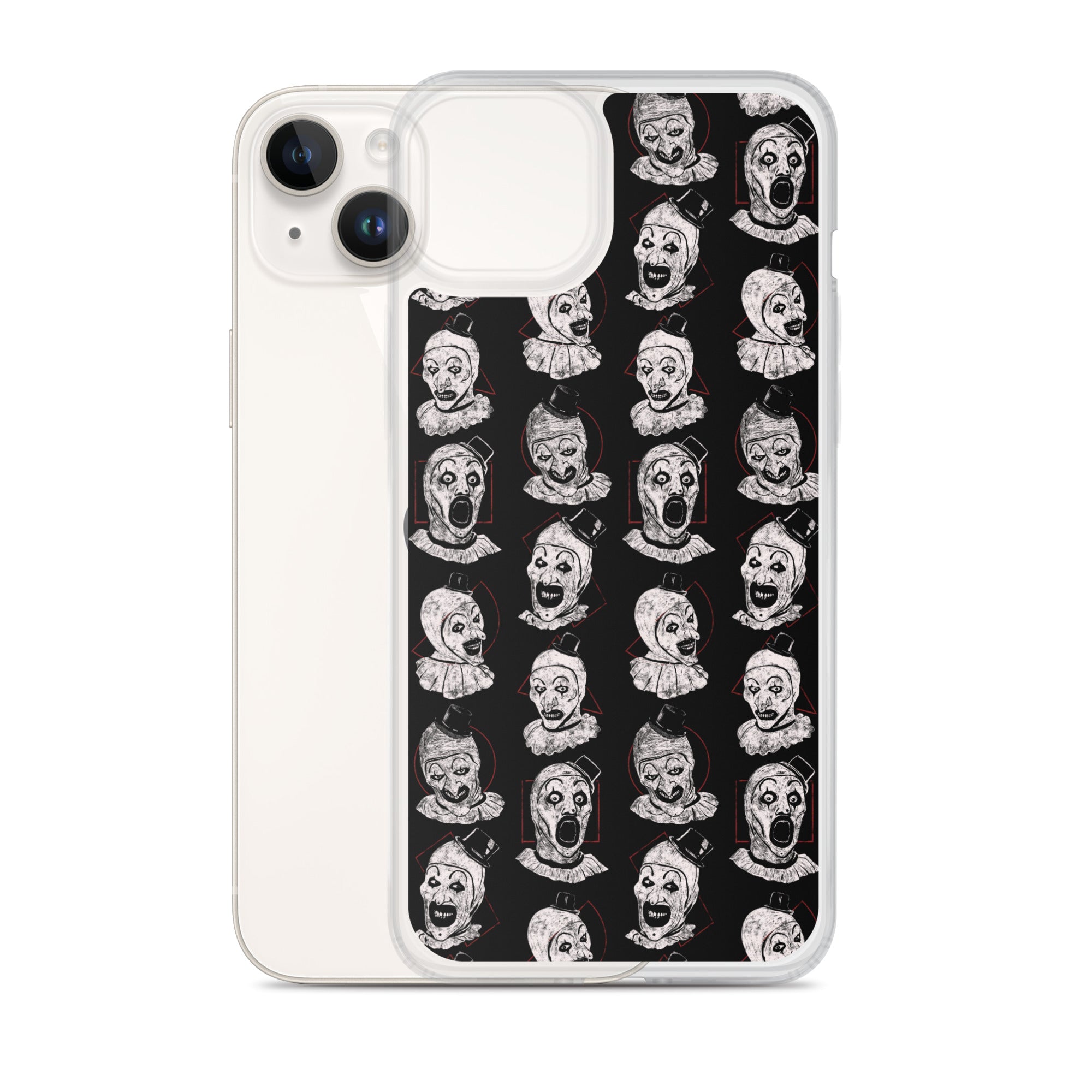 Terrifier Faces Pattern Phone Case - Art the Clown Multi-Expression Slasher Cover, Clear Case for iPhone® - Phone Acessories