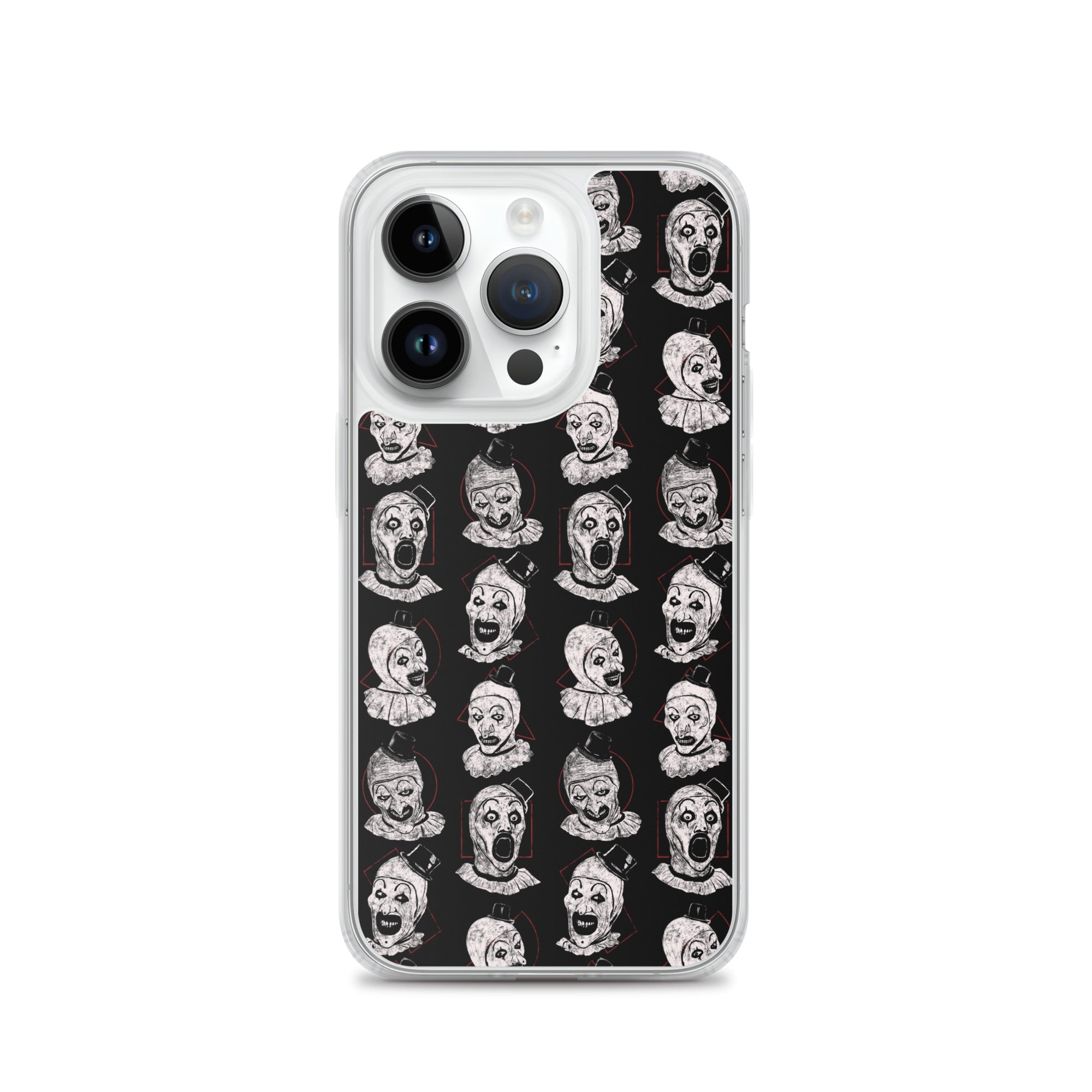 Terrifier Faces Pattern Phone Case - Art the Clown Multi-Expression Slasher Cover, Clear Case for iPhone® iPhone 14 Pro - Phone Acessories