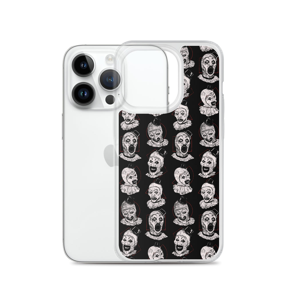 Terrifier Faces Pattern Phone Case - Art the Clown Multi-Expression Slasher Cover, Clear Case for iPhone® - Phone Acessories