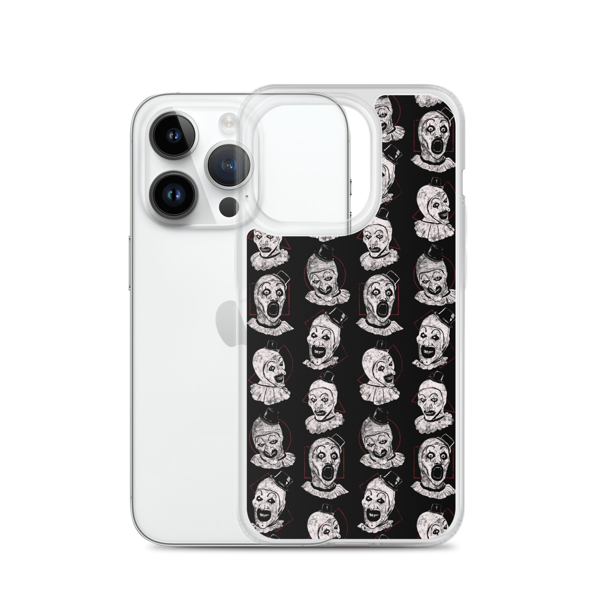 Terrifier Faces Pattern Phone Case - Art the Clown Multi-Expression Slasher Cover, Clear Case for iPhone® - Phone Acessories