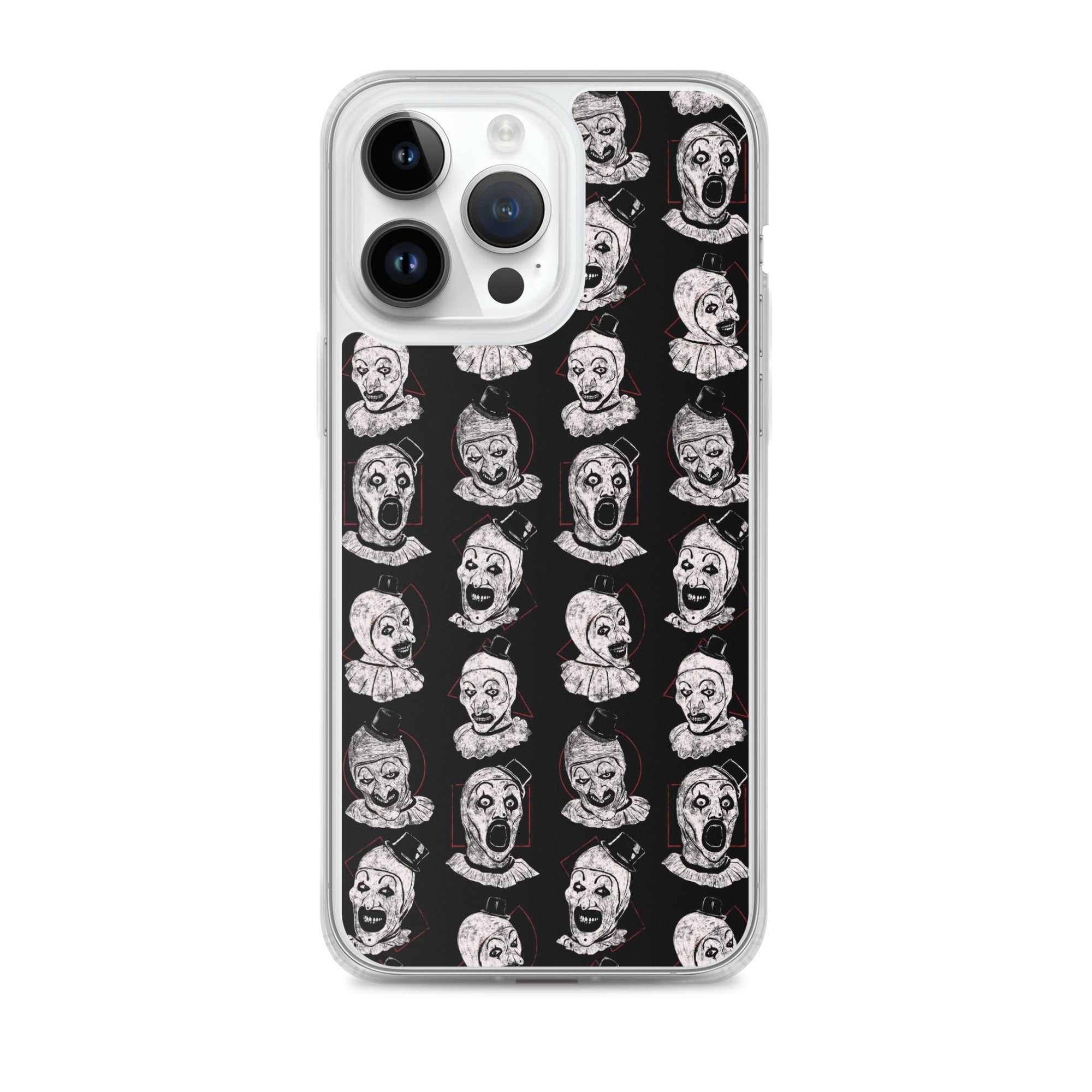Terrifier Faces Pattern Phone Case - Art the Clown Multi-Expression Slasher Cover, Clear Case for iPhone® iPhone 14 Pro Max - Phone Acessories