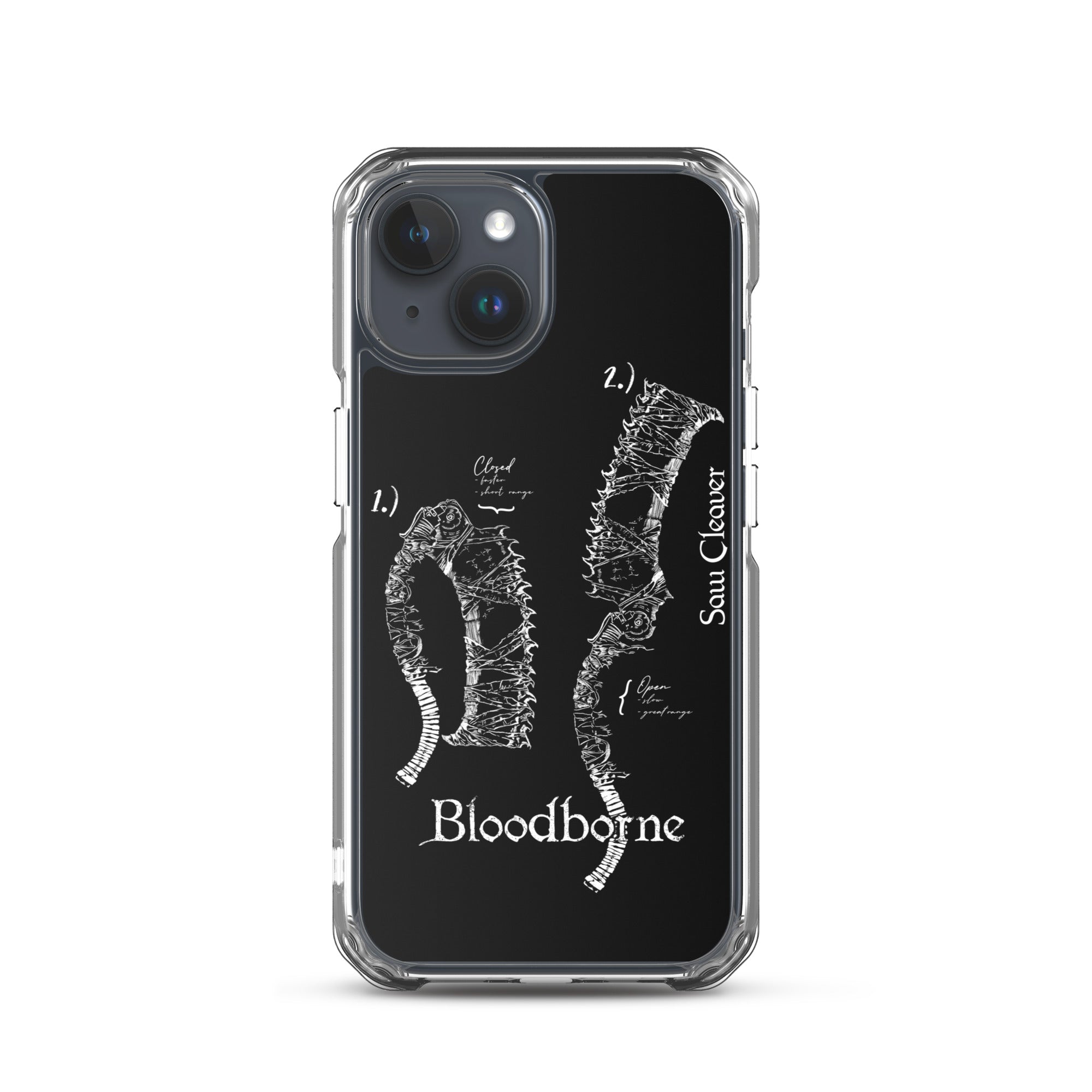 Bloodborne Saw Cleaver Schematic Art Print , Clear Case for iPhone® iPhone 15 - Phone Acessories
