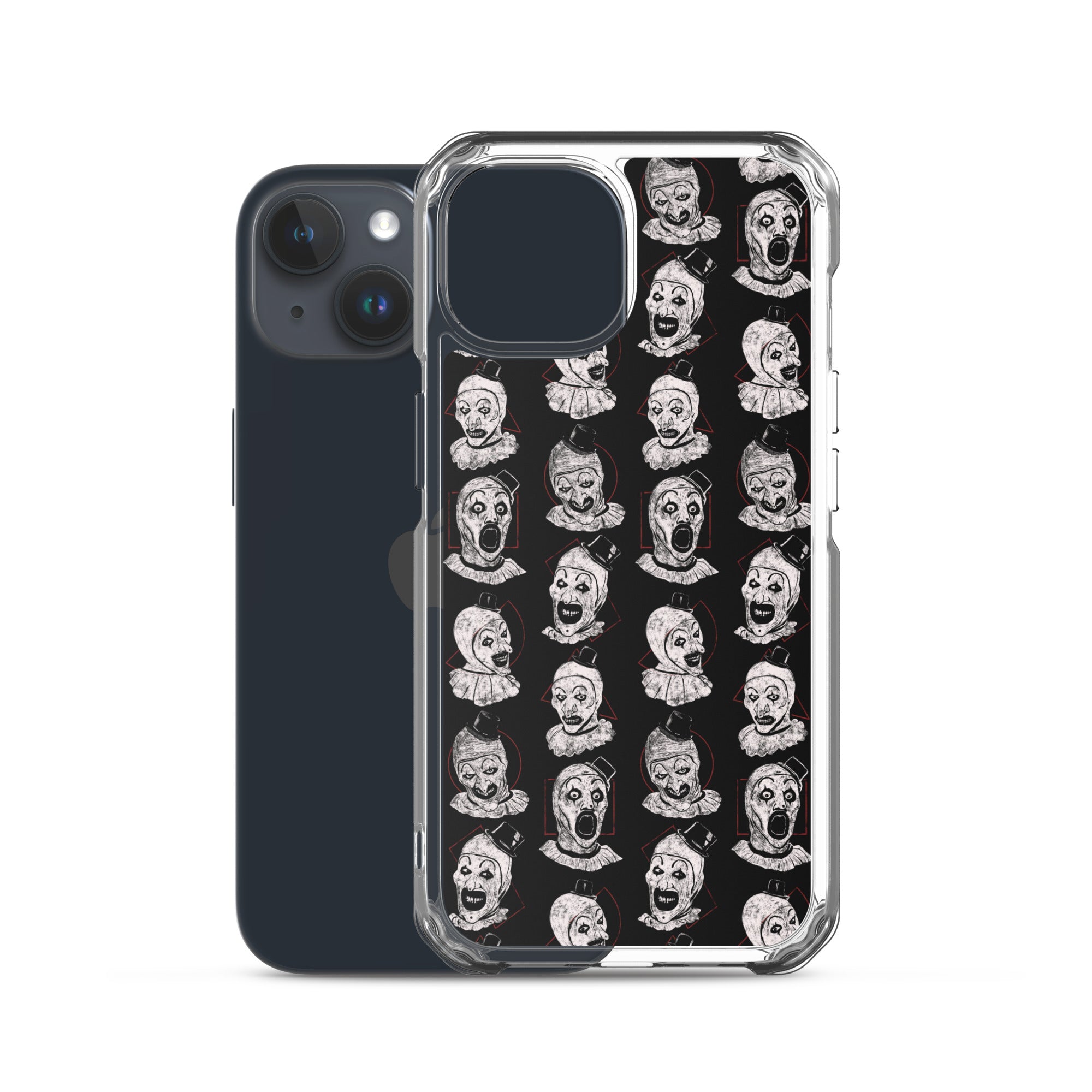 Terrifier Faces Pattern Phone Case - Art the Clown Multi-Expression Slasher Cover, Clear Case for iPhone® - Phone Acessories