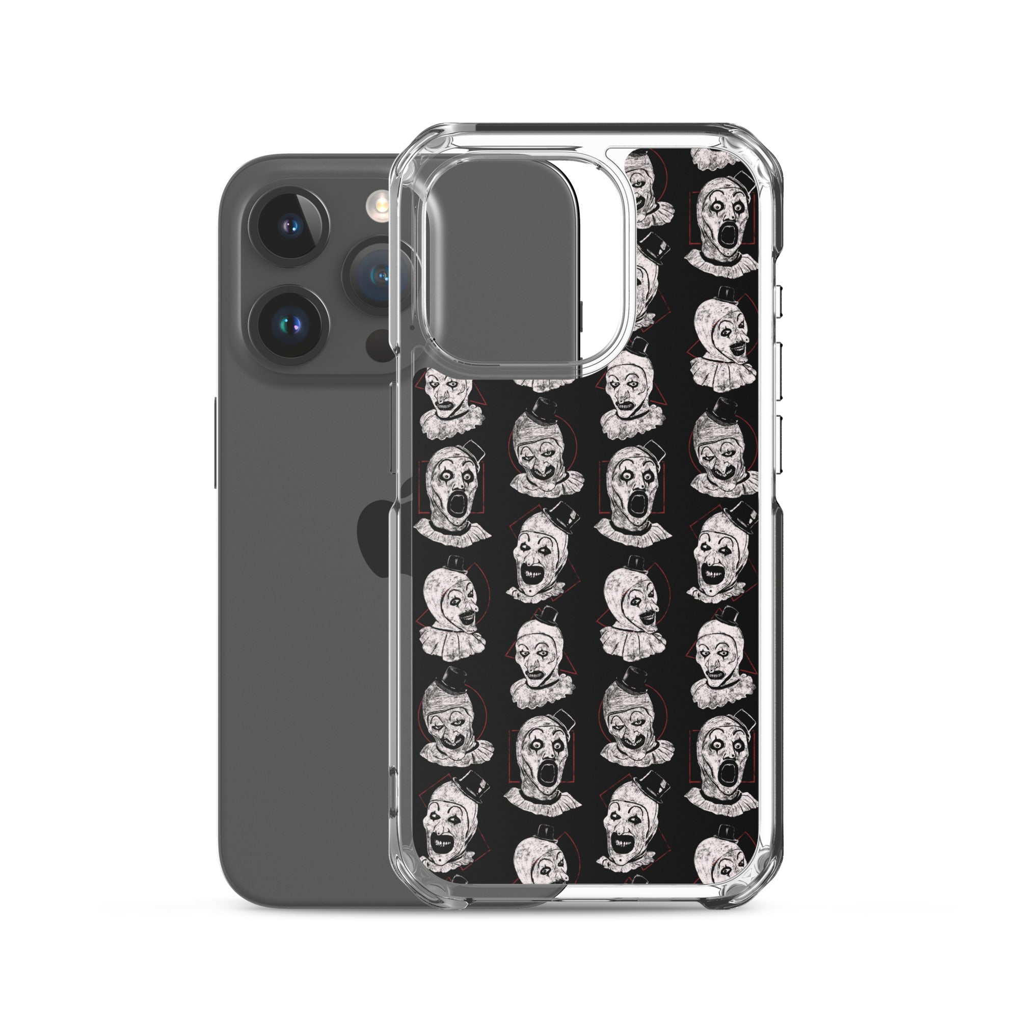 Terrifier Faces Pattern Phone Case - Art the Clown Multi-Expression Slasher Cover, Clear Case for iPhone® - Phone Acessories