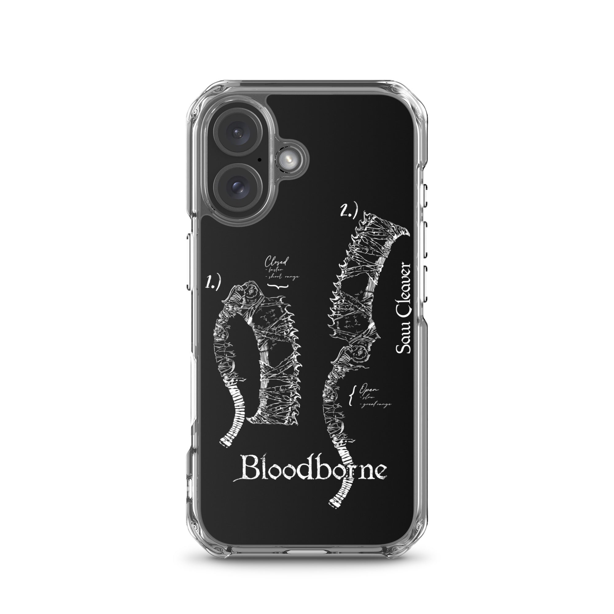 Bloodborne Saw Cleaver Schematic Art Print , Clear Case for iPhone® iPhone 16 - Phone Acessories