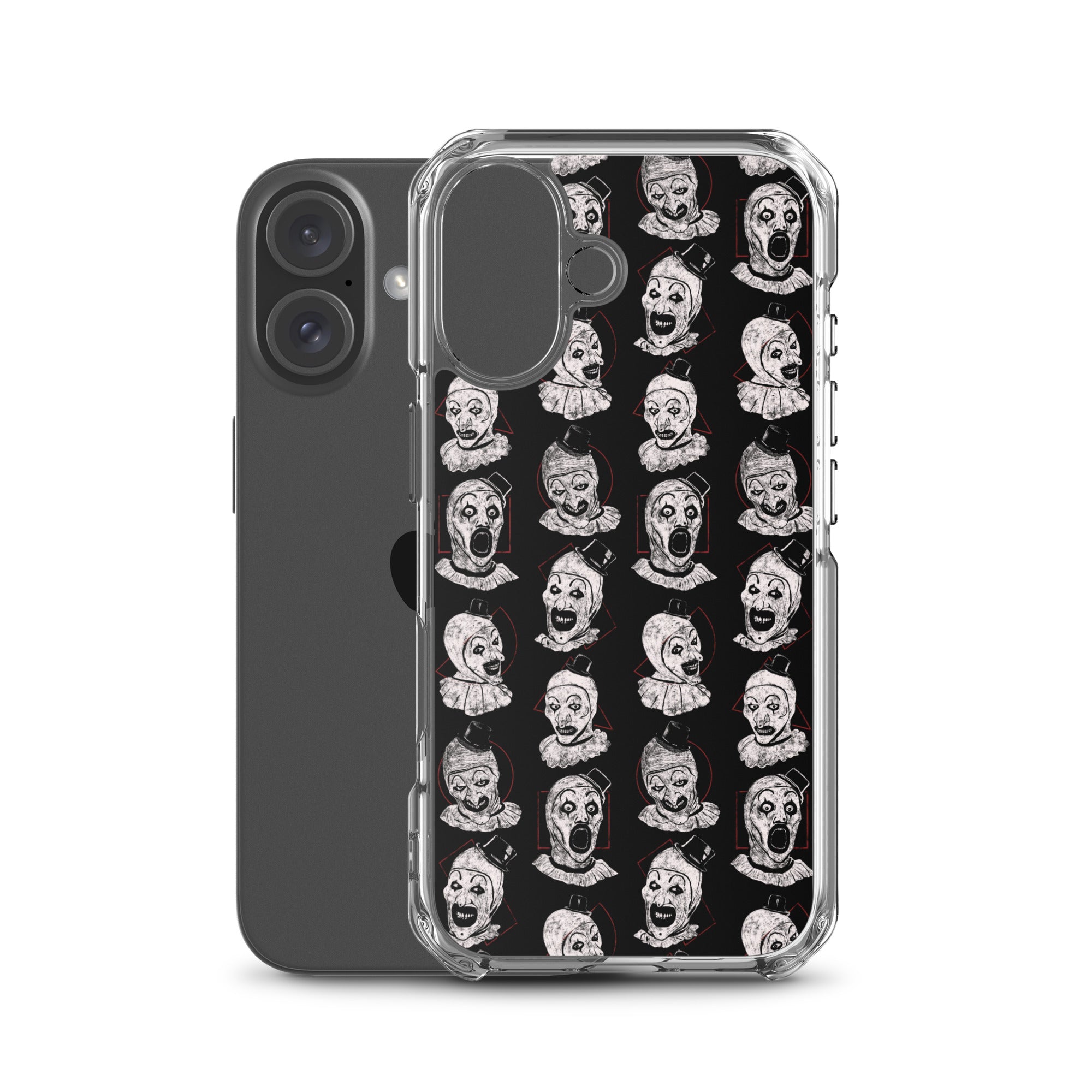 Terrifier Faces Pattern Phone Case - Art the Clown Multi-Expression Slasher Cover, Clear Case for iPhone® - Phone Acessories