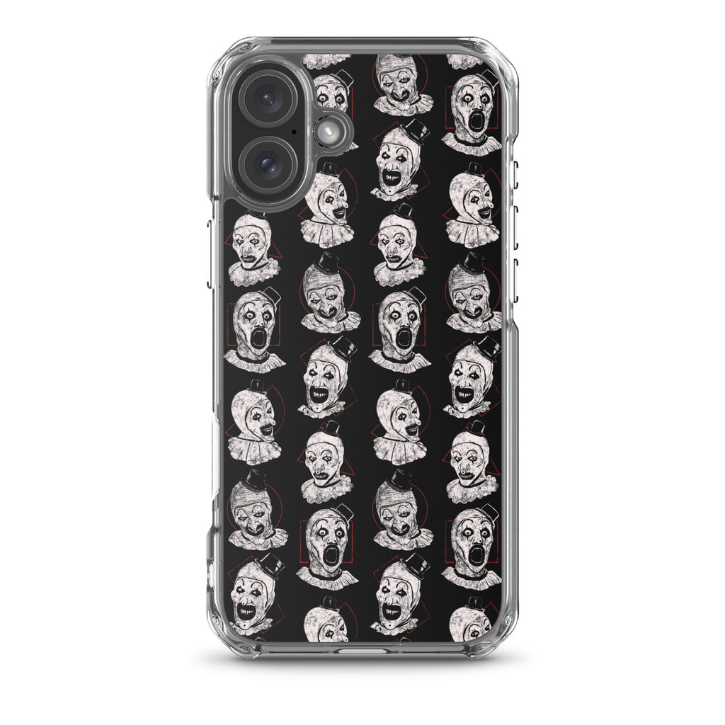 Terrifier Faces Pattern Phone Case - Art the Clown Multi-Expression Slasher Cover, Clear Case for iPhone® iPhone 16 Plus - Phone Acessories