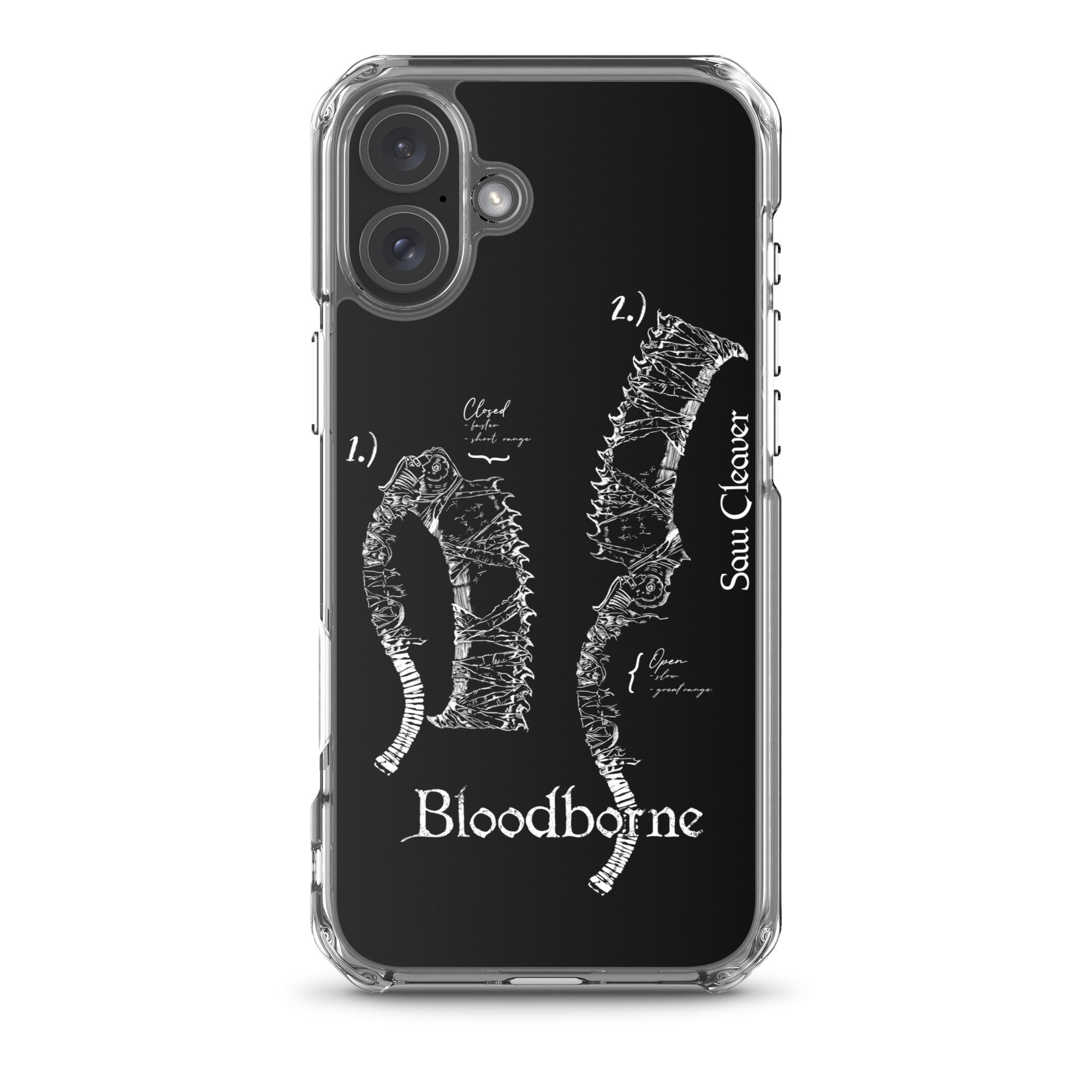 Bloodborne Saw Cleaver Schematic Art Print , Clear Case for iPhone® iPhone 16 Plus - Phone Acessories