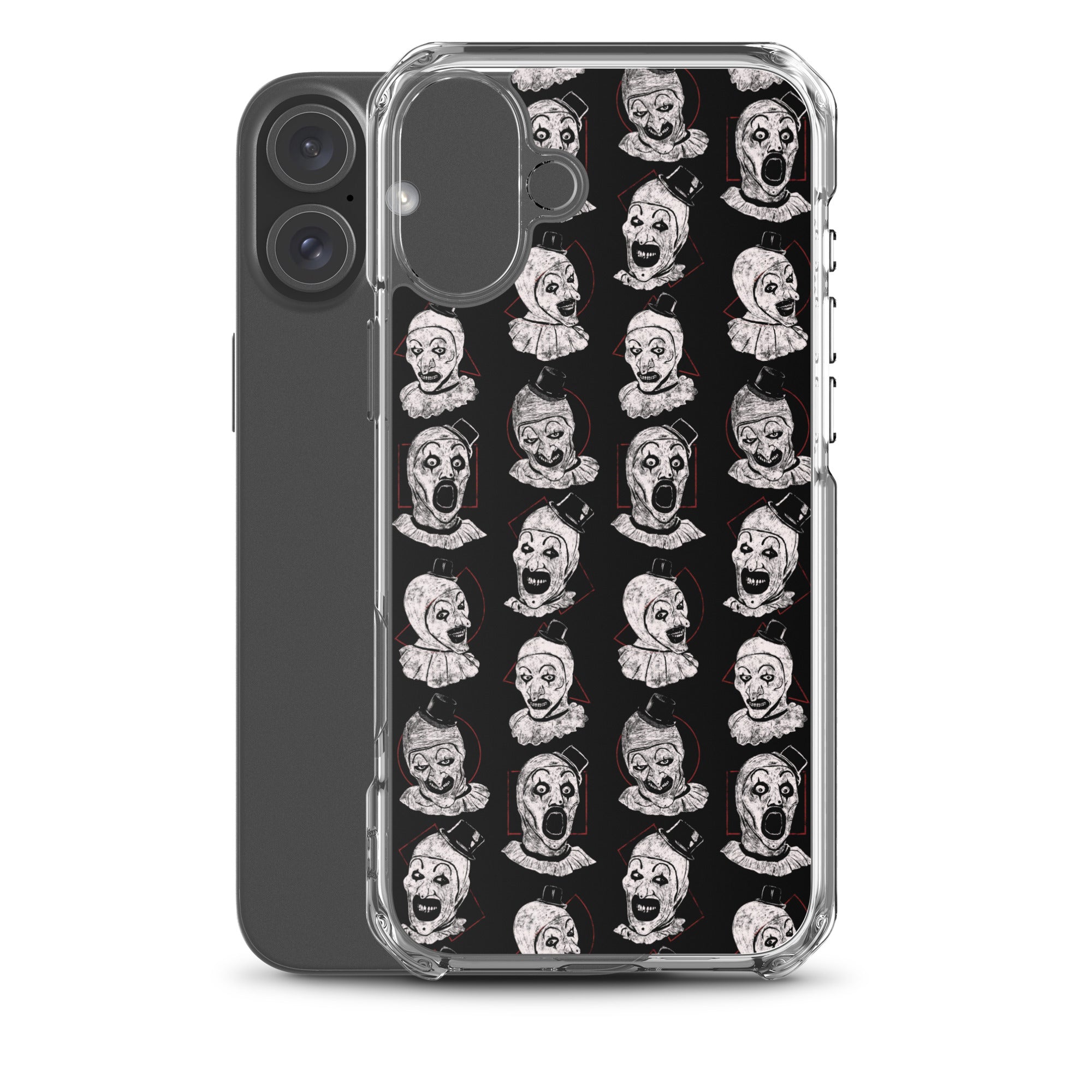 Terrifier Faces Pattern Phone Case - Art the Clown Multi-Expression Slasher Cover, Clear Case for iPhone® - Phone Acessories