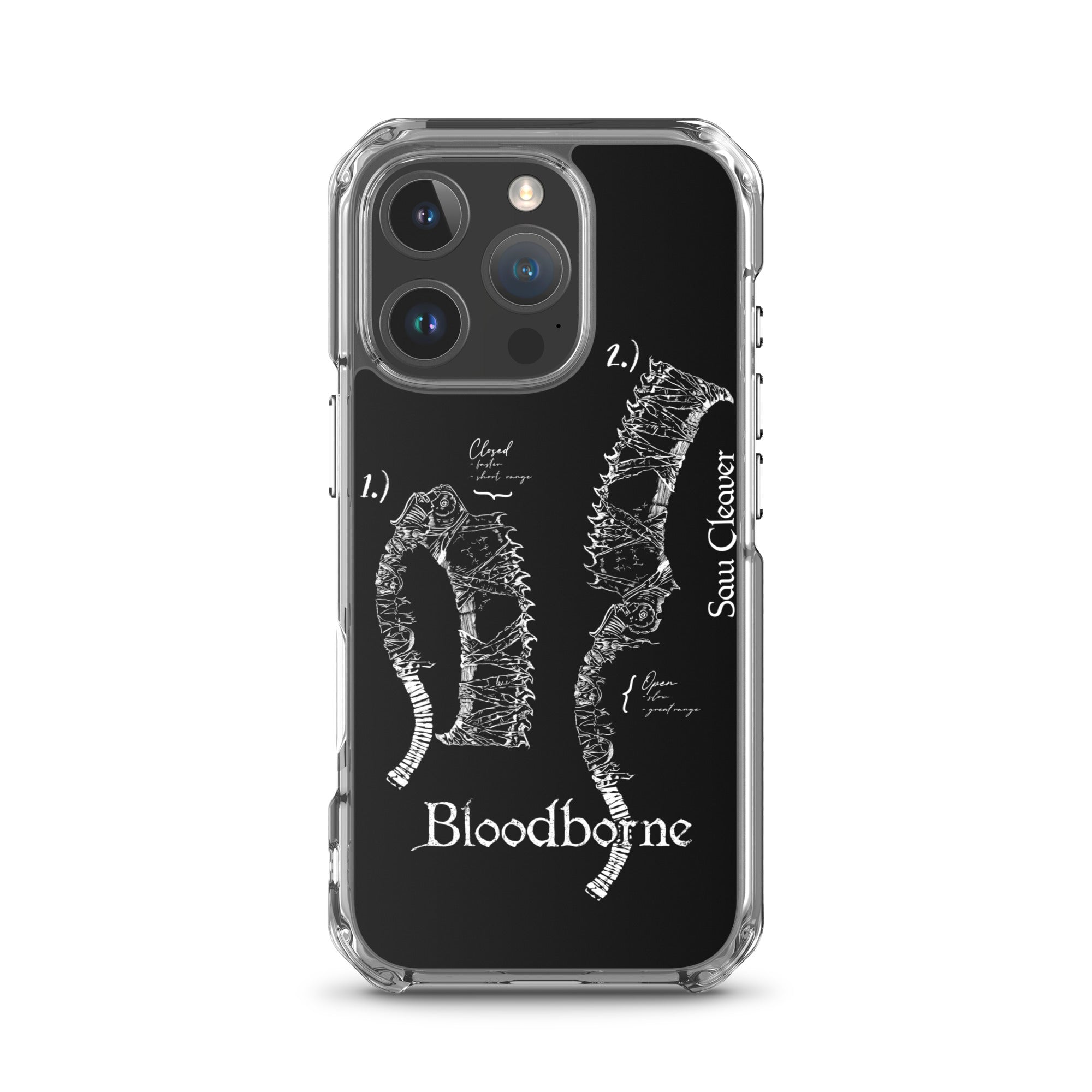 Bloodborne Saw Cleaver Schematic Art Print , Clear Case for iPhone® iPhone 16 Pro - Phone Acessories