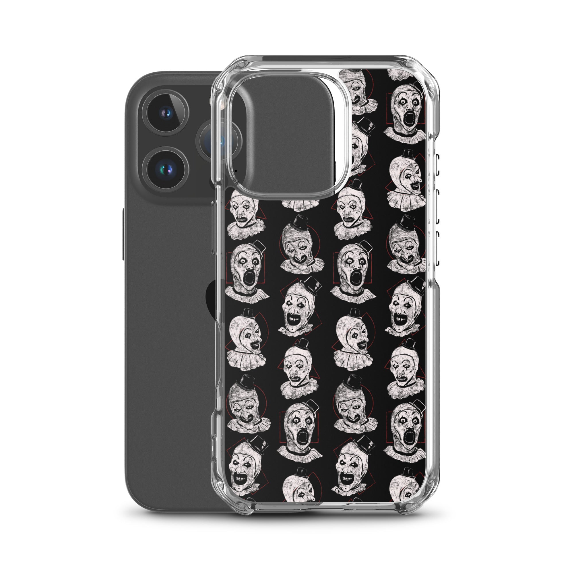 Terrifier Faces Pattern Phone Case - Art the Clown Multi-Expression Slasher Cover, Clear Case for iPhone® - Phone Acessories