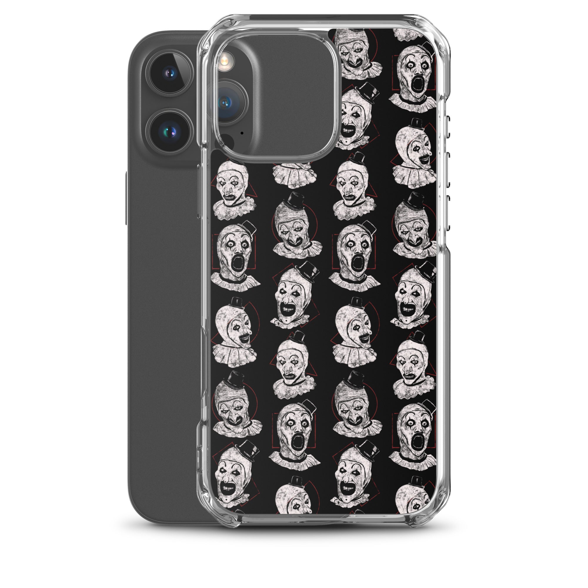Terrifier Faces Pattern Phone Case - Art the Clown Multi-Expression Slasher Cover, Clear Case for iPhone® - Phone Acessories