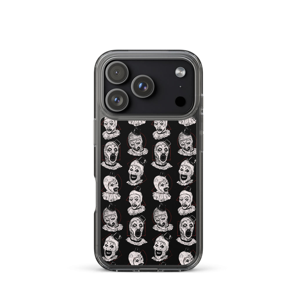 Terrifier Faces Pattern Phone Case - Art the Clown Multi-Expression Slasher Cover, Clear Case for iPhone® iPhone 17 Pro - Phone Acessories