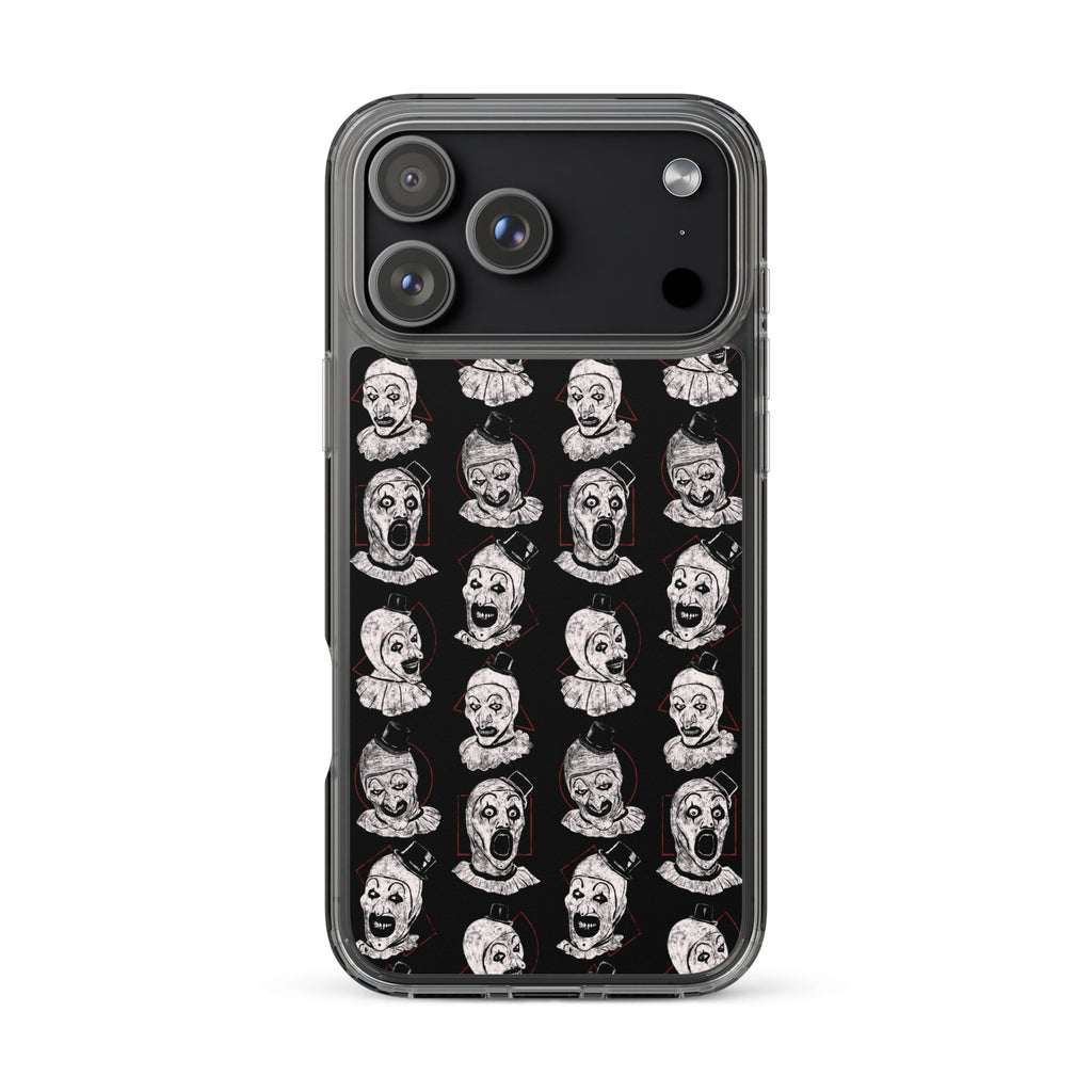 Terrifier Faces Pattern Phone Case - Art the Clown Multi-Expression Slasher Cover, Clear Case for iPhone® iPhone 17 Pro Max - Phone Acessories