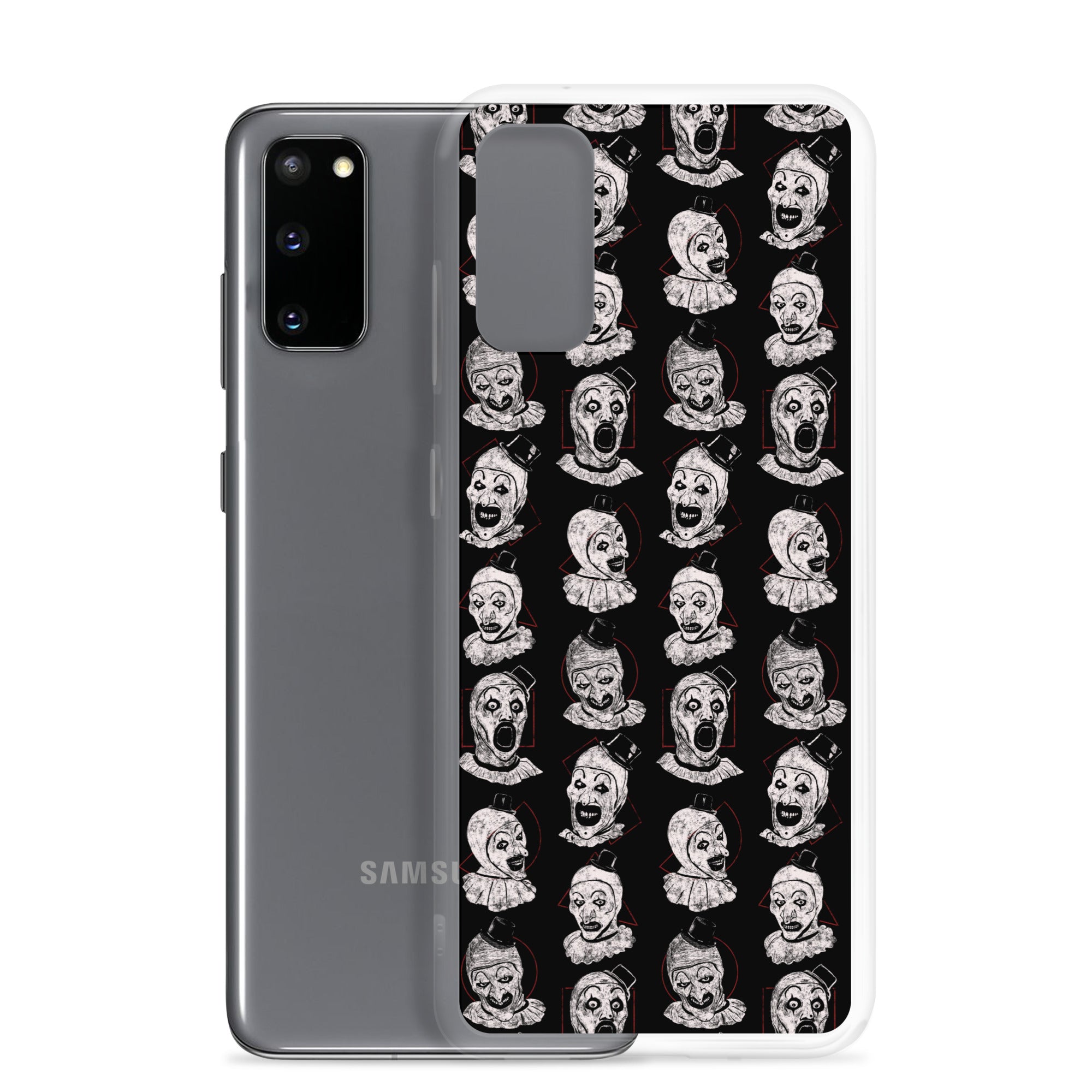 Terrifier Faces Pattern Phone Case - Art the Clown Multi-Expression Slasher Cover, Clear Case for Samsung® - Phone Acessories