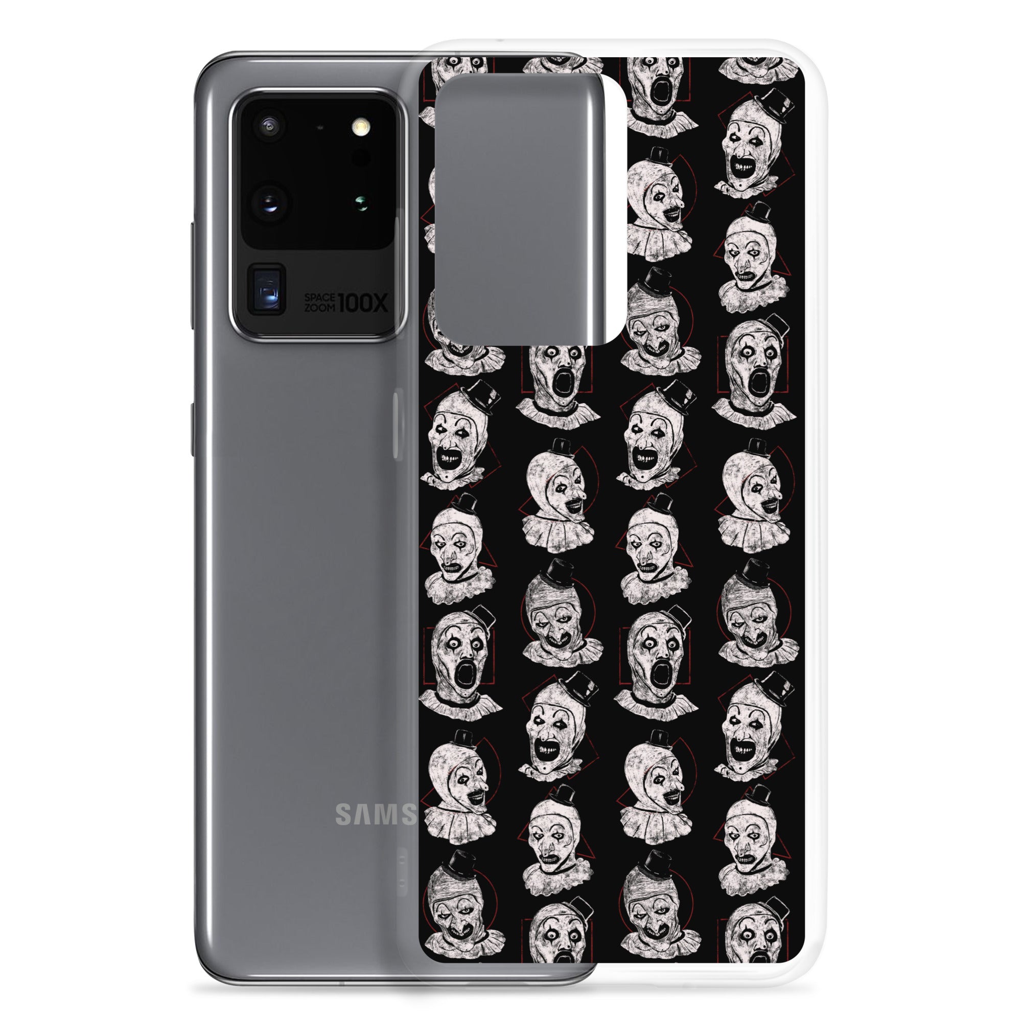 Terrifier Faces Pattern Phone Case - Art the Clown Multi-Expression Slasher Cover, Clear Case for Samsung® - Phone Acessories