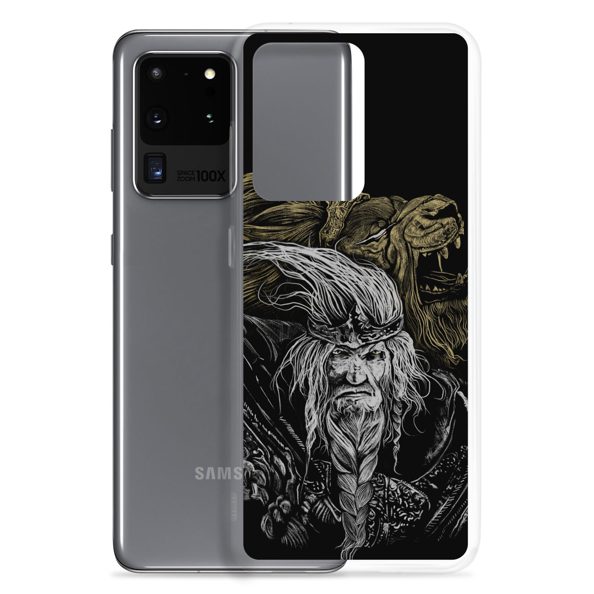 Godfrey First Elden Lord Elden Ring Fan Art – Dark Fantasy Serosh Artwork, Clear Case for Samsung® - Phone Accessories