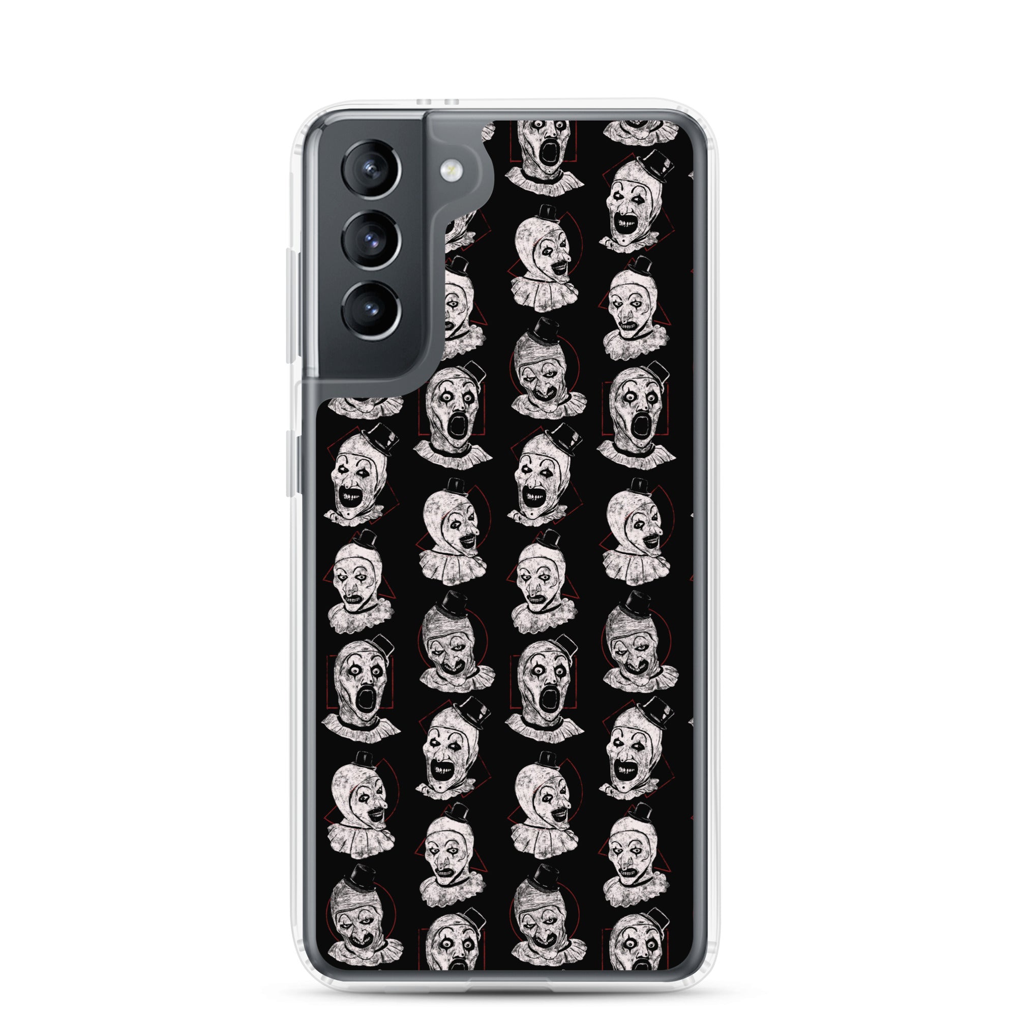 Terrifier Faces Pattern Phone Case - Art the Clown Multi-Expression Slasher Cover, Clear Case for Samsung® Samsung Galaxy S21 - Phone Acessories