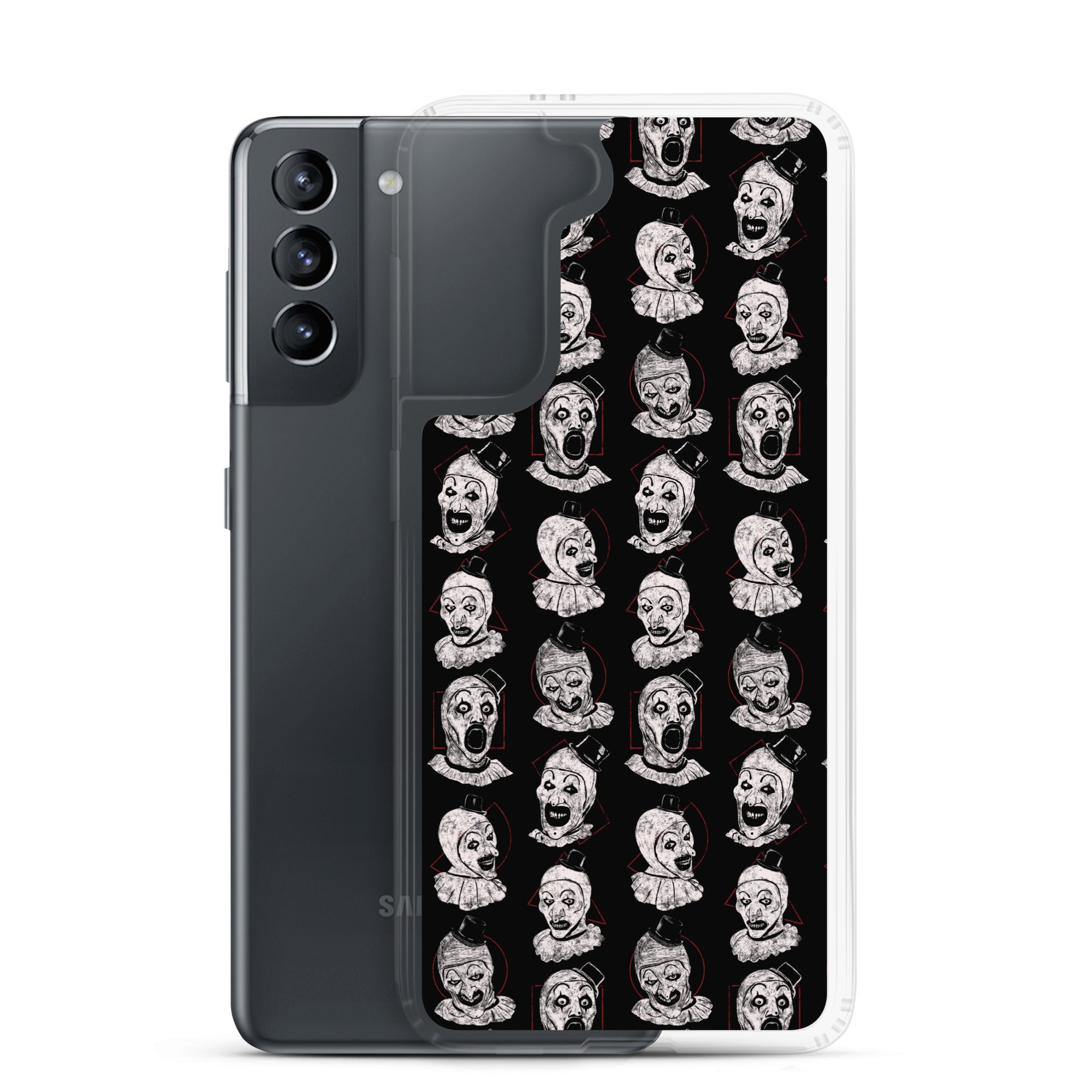 Terrifier Faces Pattern Phone Case - Art the Clown Multi-Expression Slasher Cover, Clear Case for Samsung® - Phone Acessories