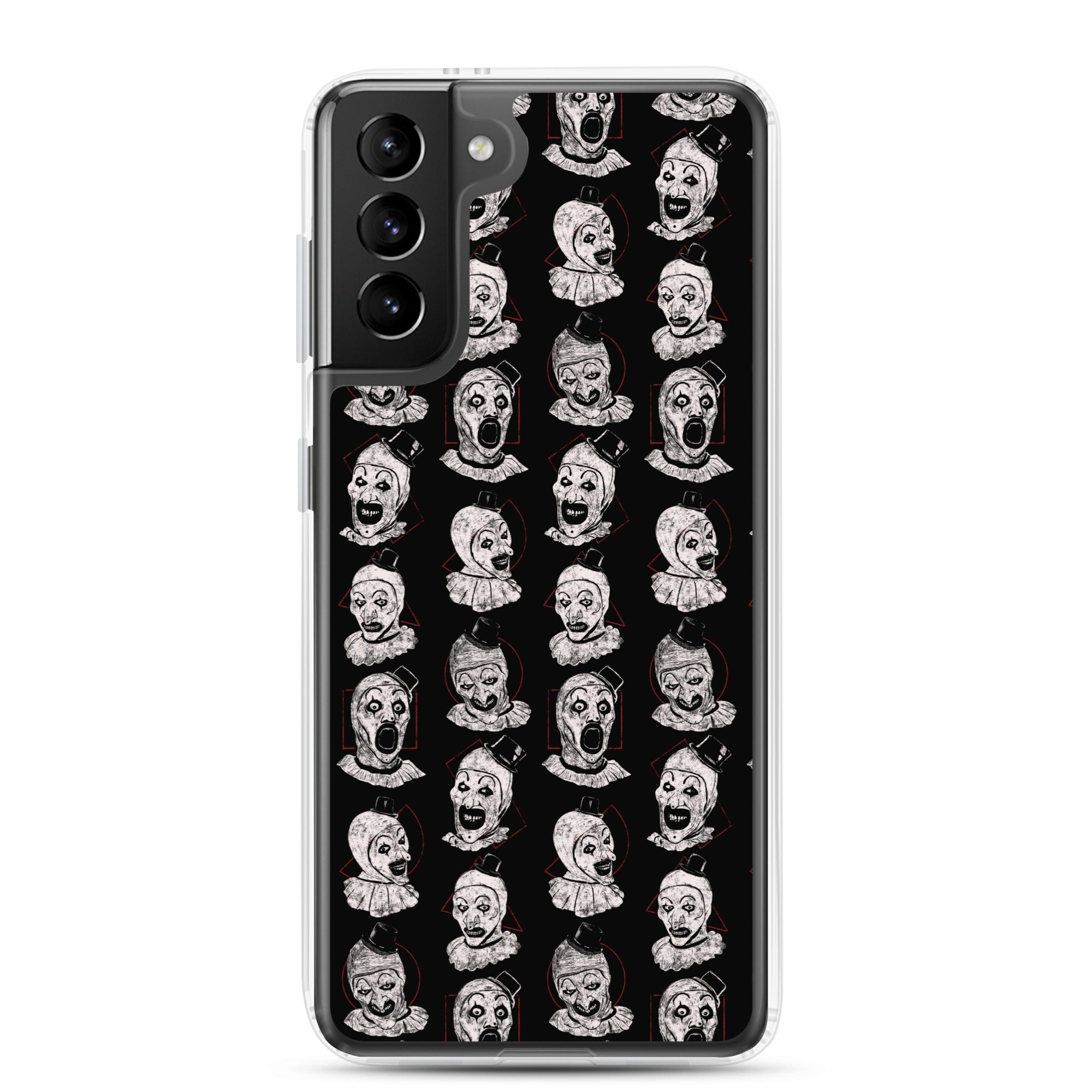 Terrifier Faces Pattern Phone Case - Art the Clown Multi-Expression Slasher Cover, Clear Case for Samsung® Samsung Galaxy S21 Plus - Phone Acessories