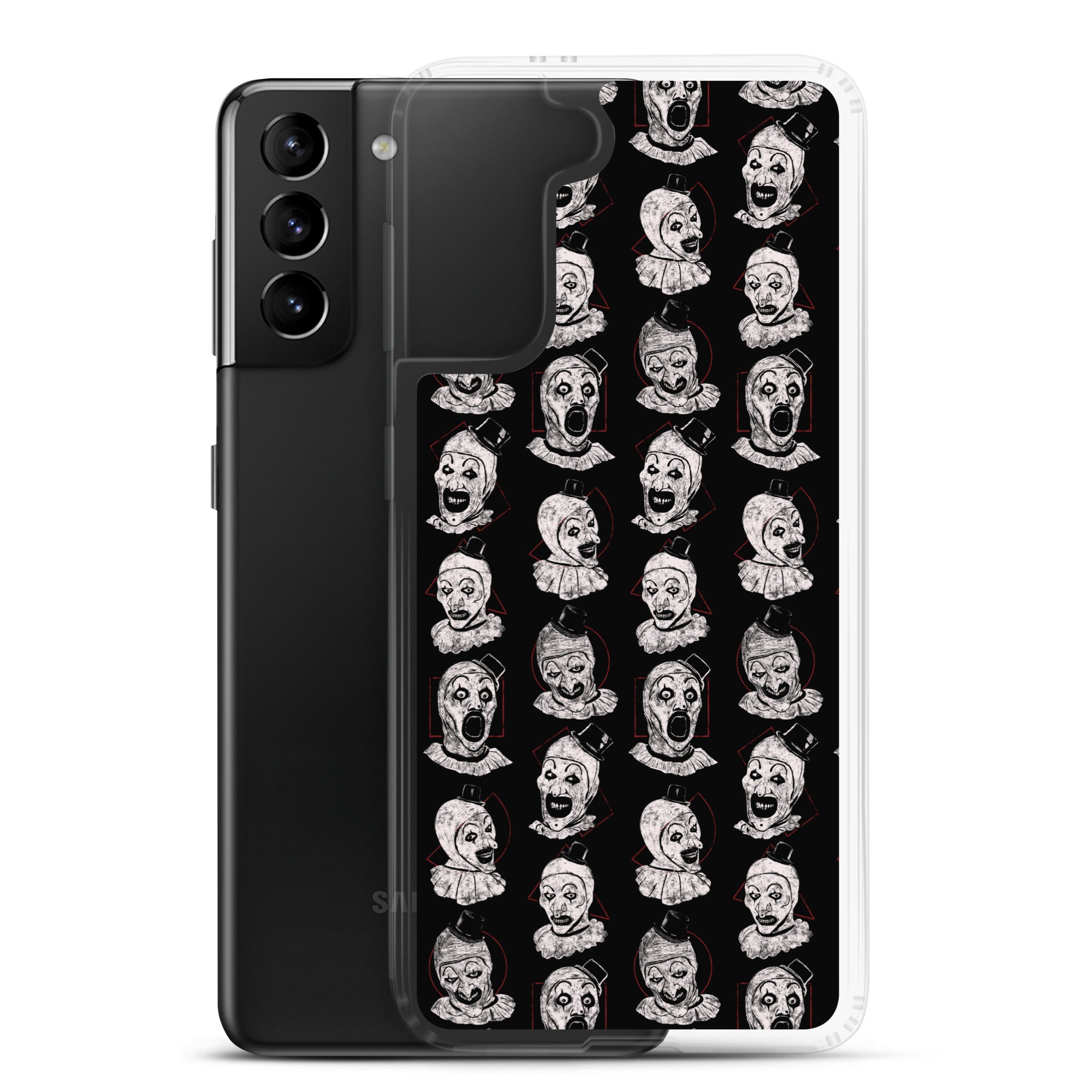 Terrifier Faces Pattern Phone Case - Art the Clown Multi-Expression Slasher Cover, Clear Case for Samsung® - Phone Acessories